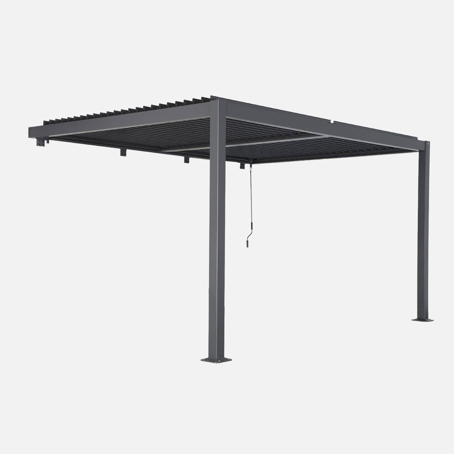Pergola bioclimatique aluminium adossée lames orientables 4x3m anthracite Palace Photo2