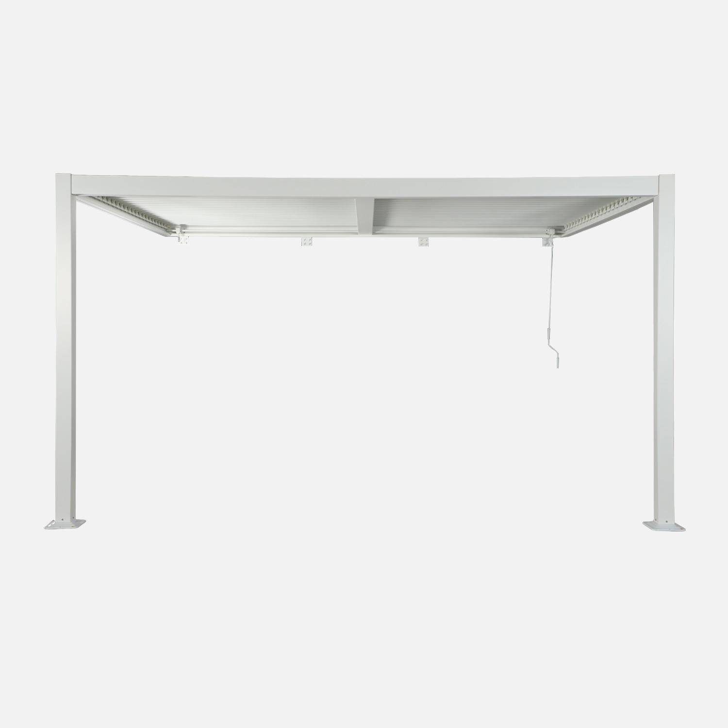 Pergola bioclimatique aluminium adossée lames orientables 4x3m blanc Palace Photo3