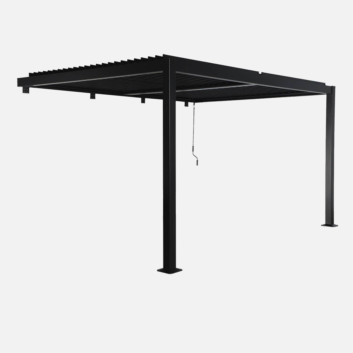 Pergola bioclimatique aluminium adossée lames orientables 4x3m noir Palace Photo2