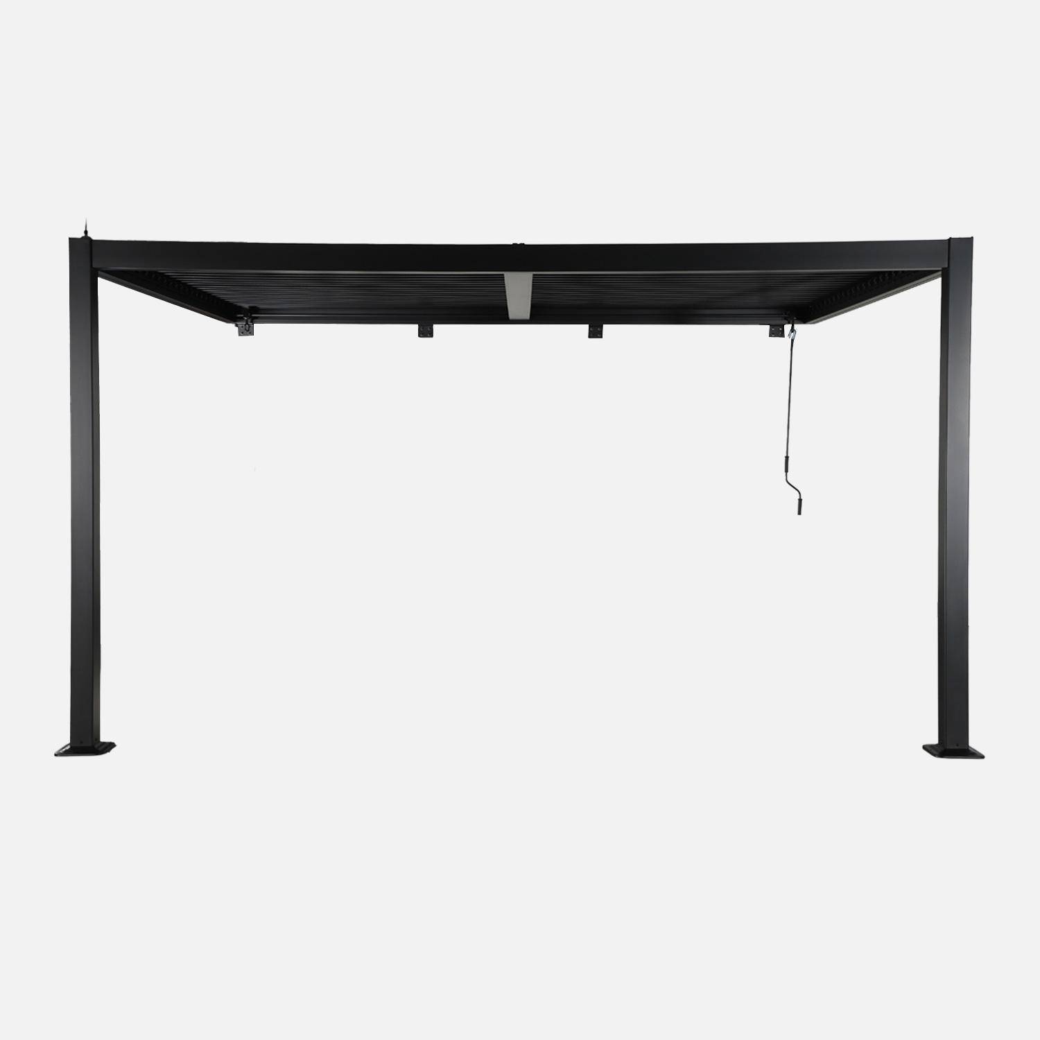 Pergola bioclimatique aluminium adossée lames orientables 4x3m noir Palace Photo3
