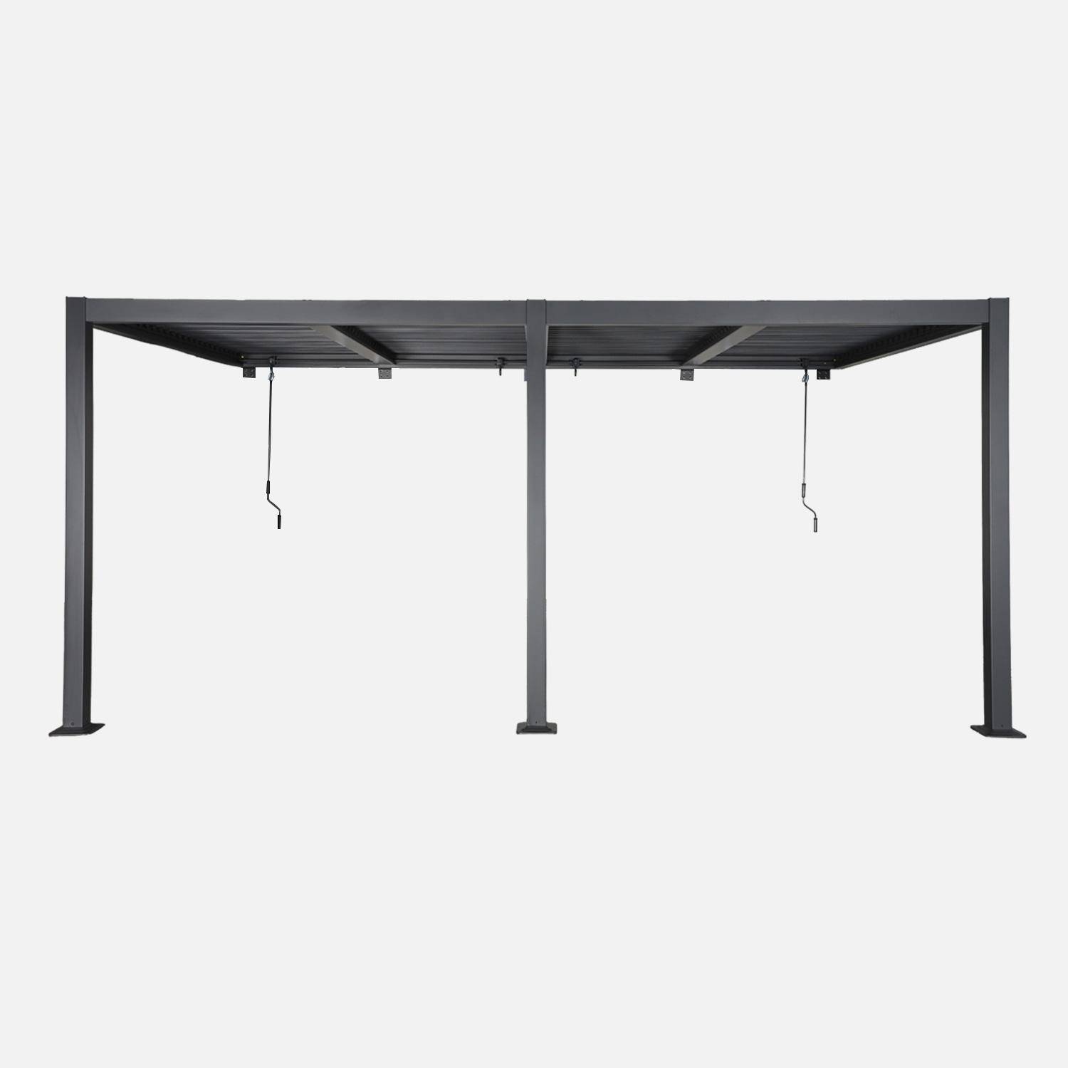 Pergola bioclimatique aluminium adossée lames orientables 5x3m anthracite Palace Photo3