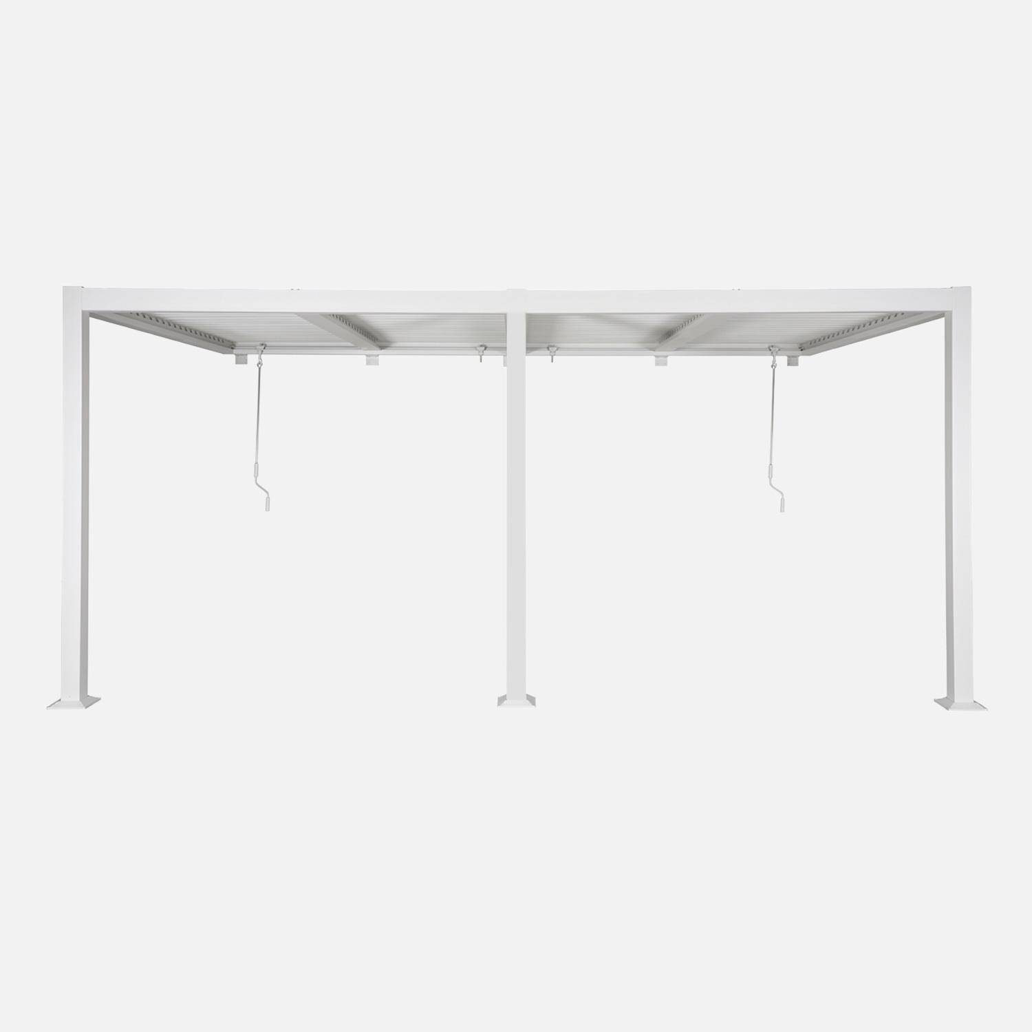 Pergola bioclimatique aluminium adossée lames orientables 5x3m blanc Palace Photo3