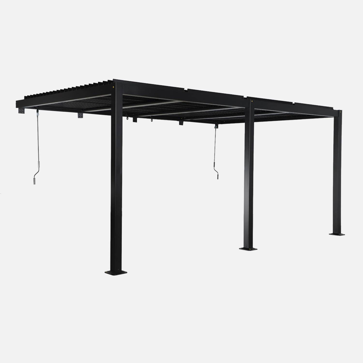 Pergola bioclimatique aluminium adossée lames orientables 5x3m noir Palace,sweeek,Photo2