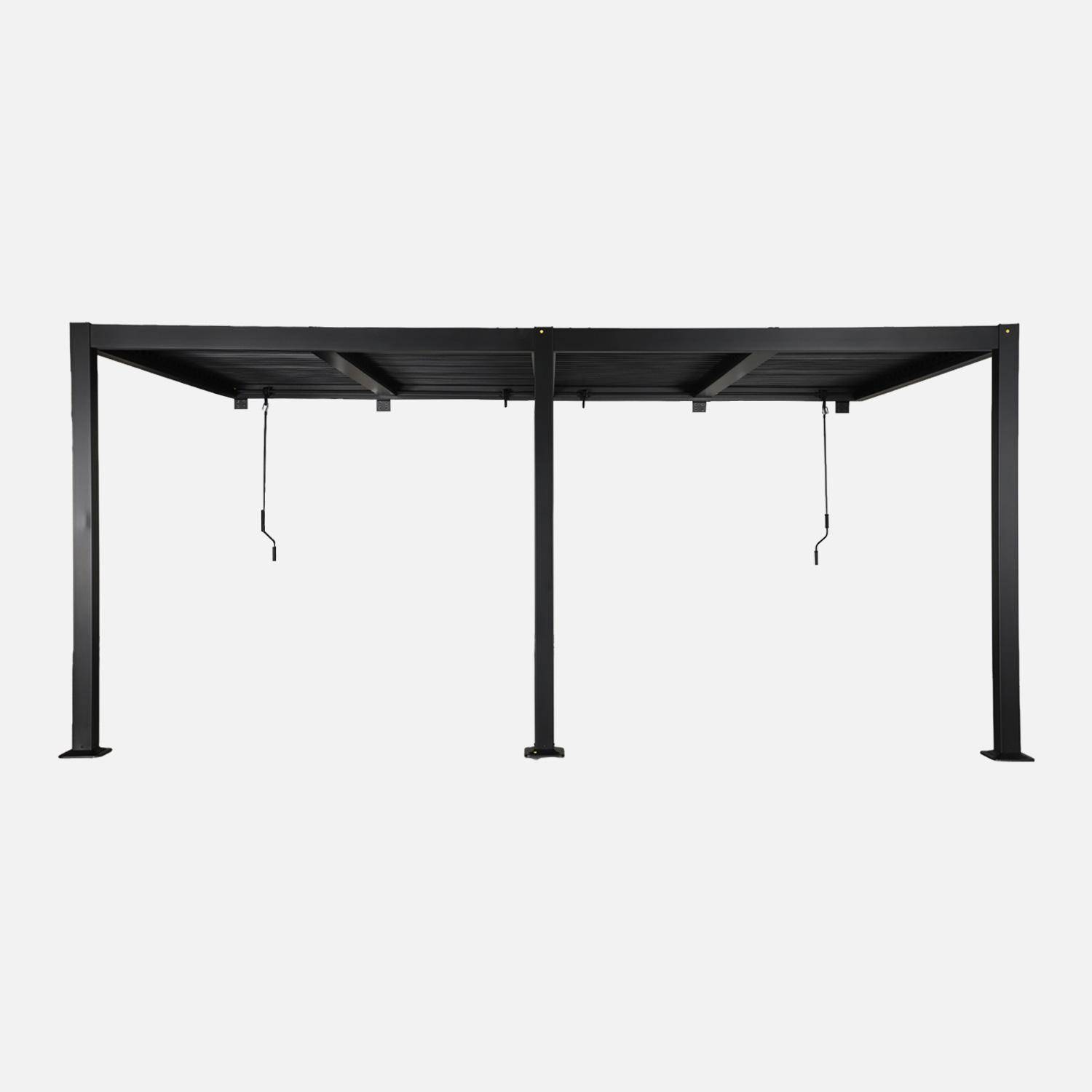 Pergola bioclimatique aluminium adossée lames orientables 5x3m noir Palace,sweeek,Photo3