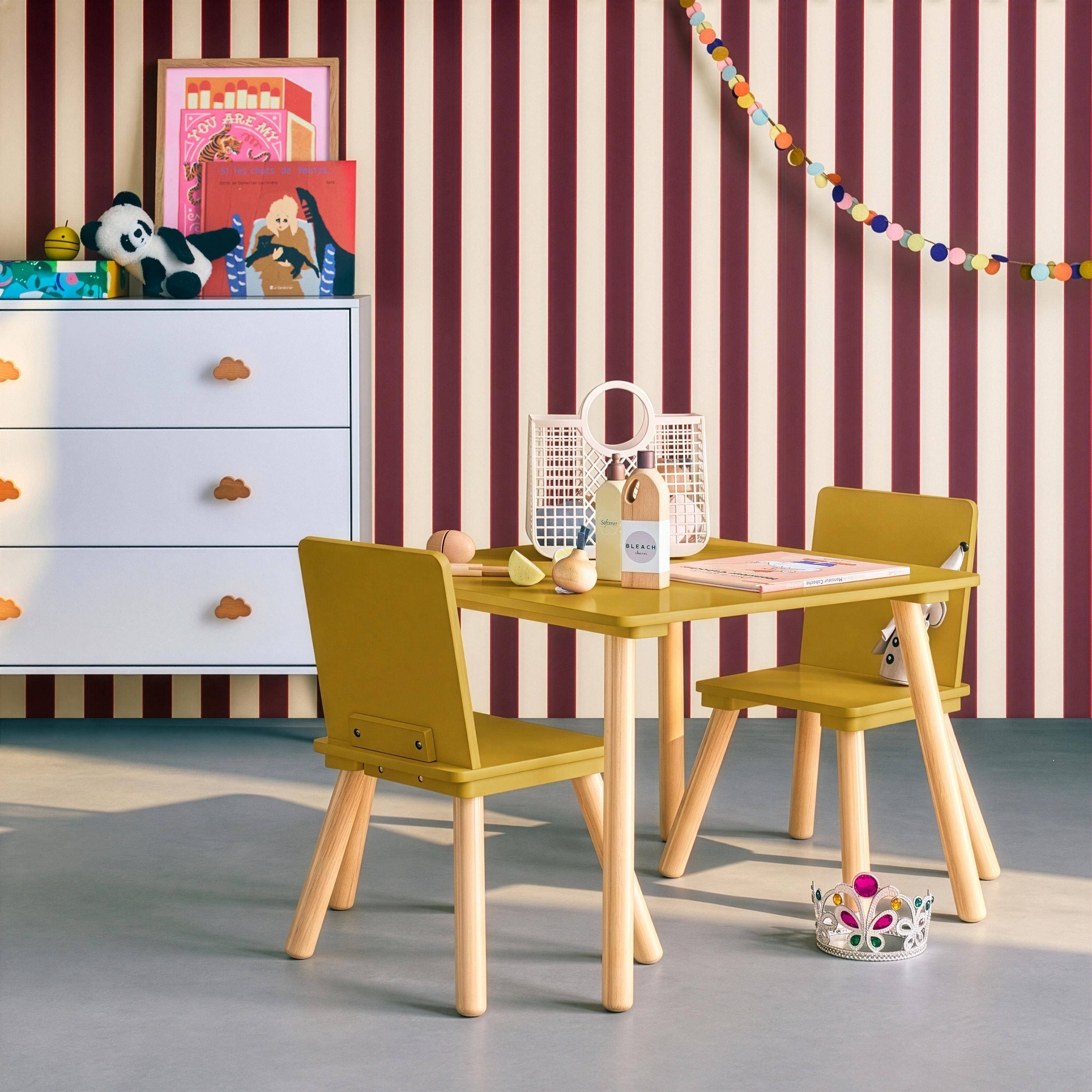 Set tavolo e 2 sedie per bambini Giallo - 60x60x44 cm Photo1