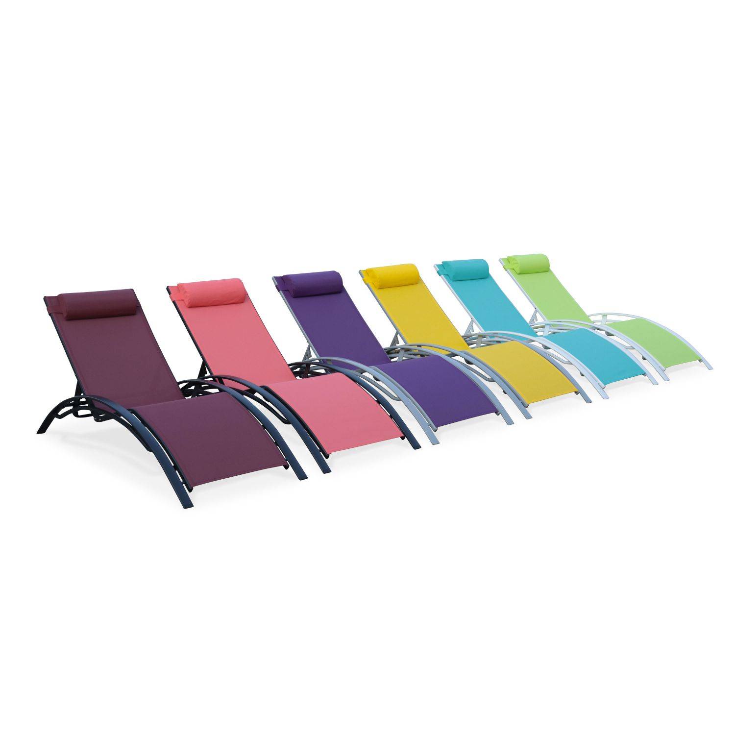 Set van 2 ligstoelen van aluminium en textileen Photo5