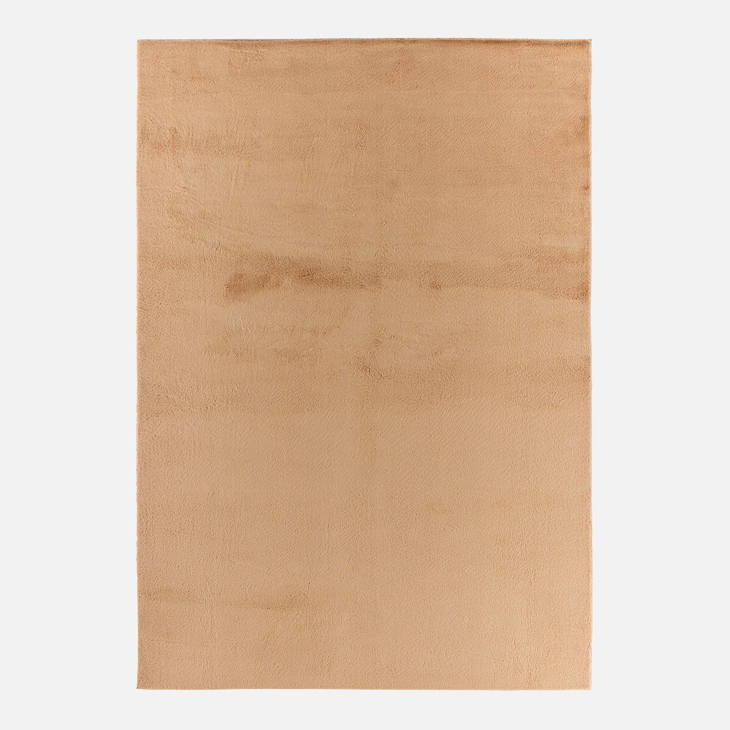 Beige effen vloerkleed voor binnen heel zacht 80x150cm - Oscaria Photo2