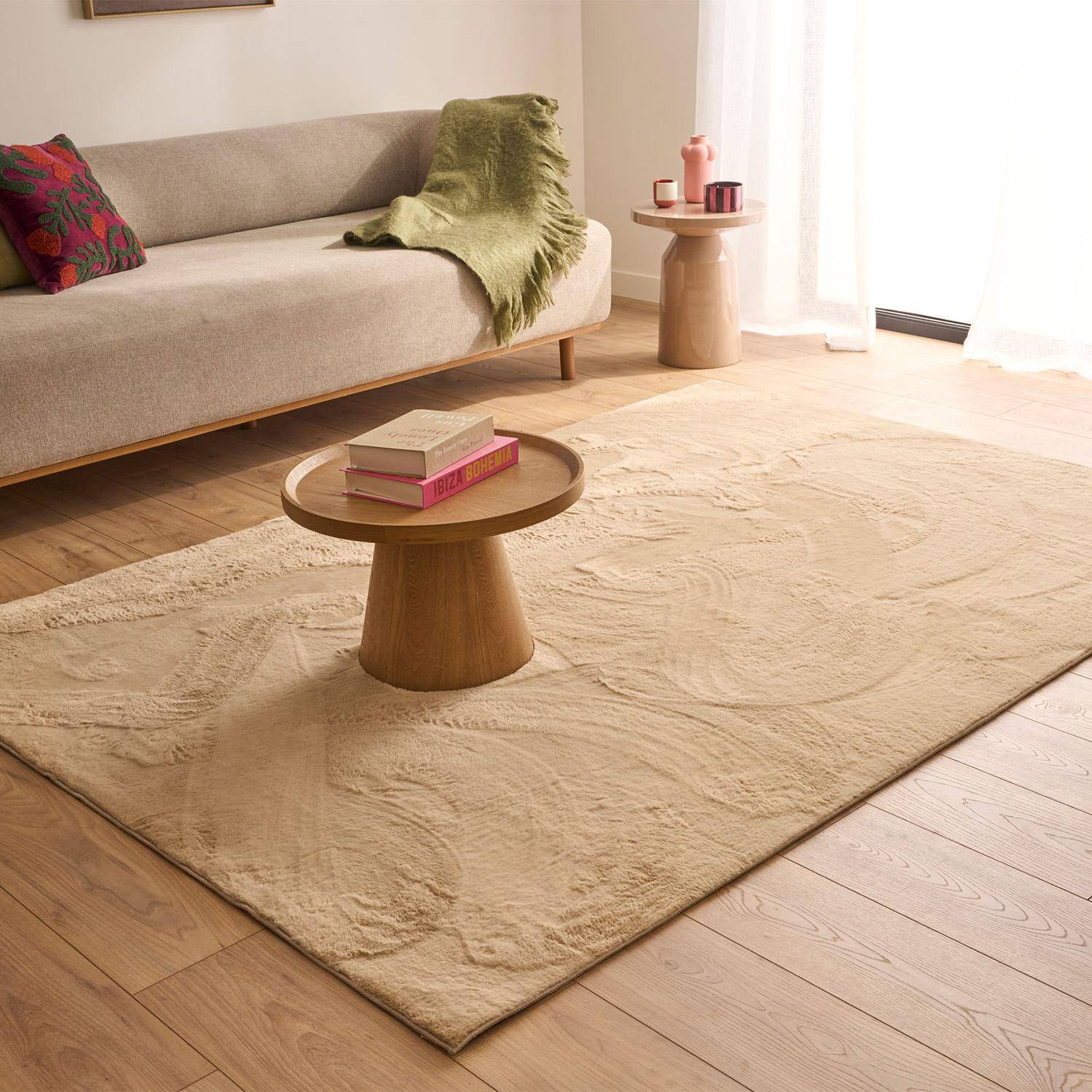 Tapis intérieur uni beige 200x290cm - Oscaria,sweeek,Photo2