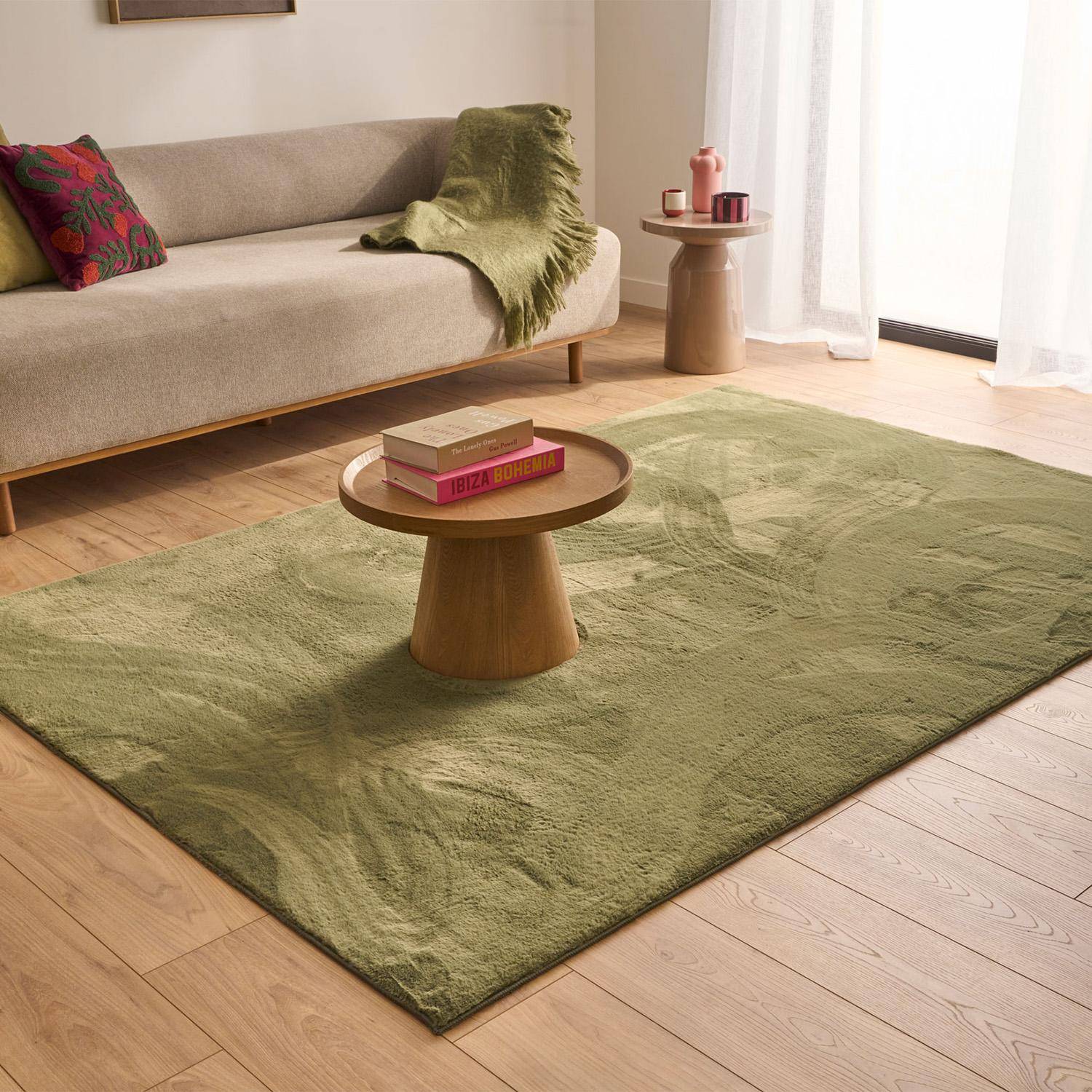 Groen effen vloerkleed voor binnen heel zacht 80x150cm - Oscaria Photo1