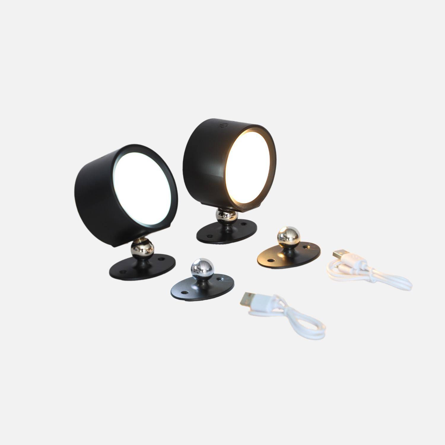 Conjunto de 2 lâmpadas recarregáveis para pérgola Preto - 7.5x4.7x10.2 cm,sweeek,Photo1