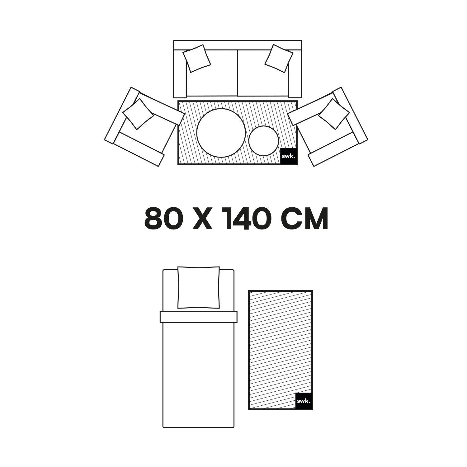 Alfombra interior con rayas en blanco y negro - 140x20x80 cm Photo3