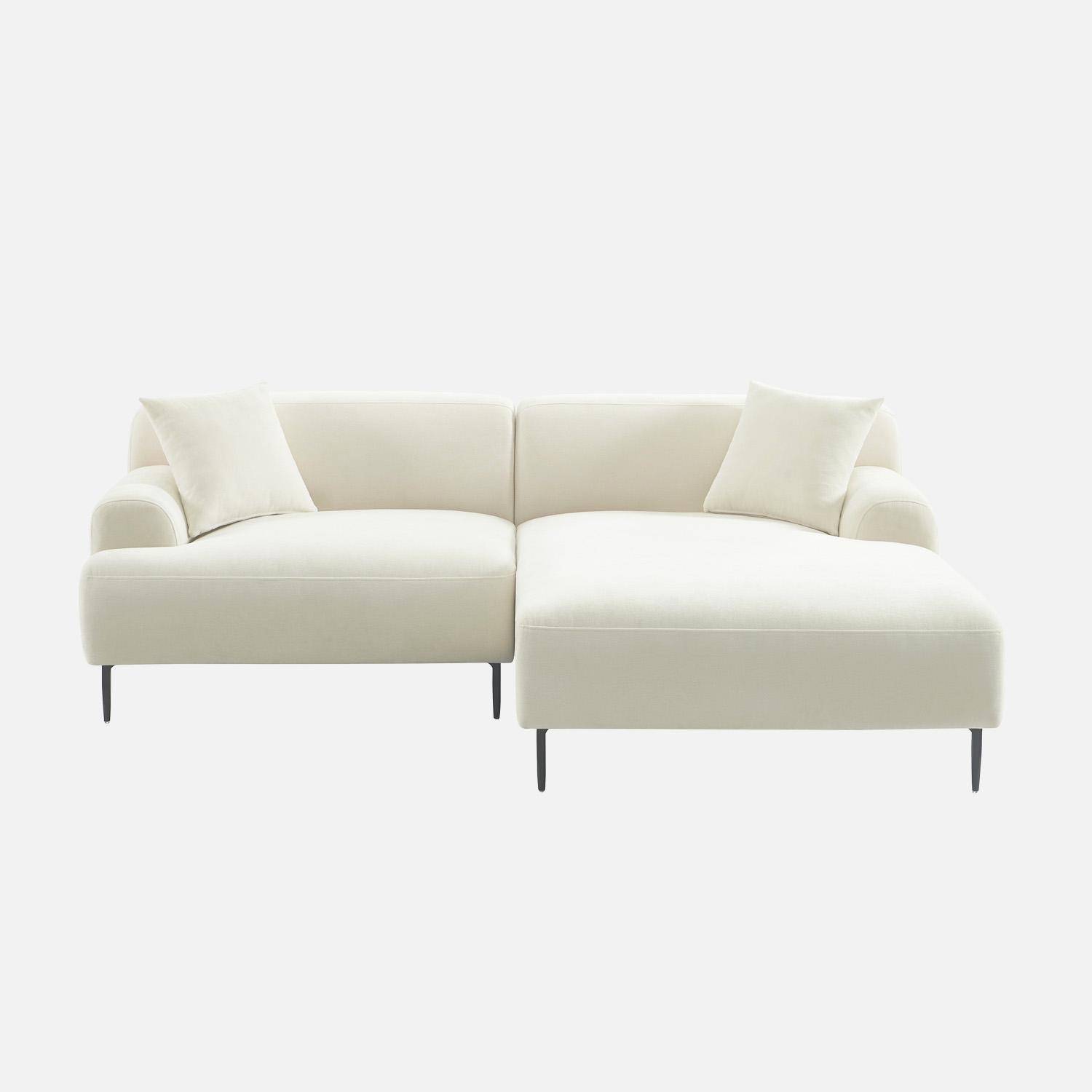 Canapé d'angle droite 3 places tissu crème, pieds métal - Watson,sweeek,Photo2