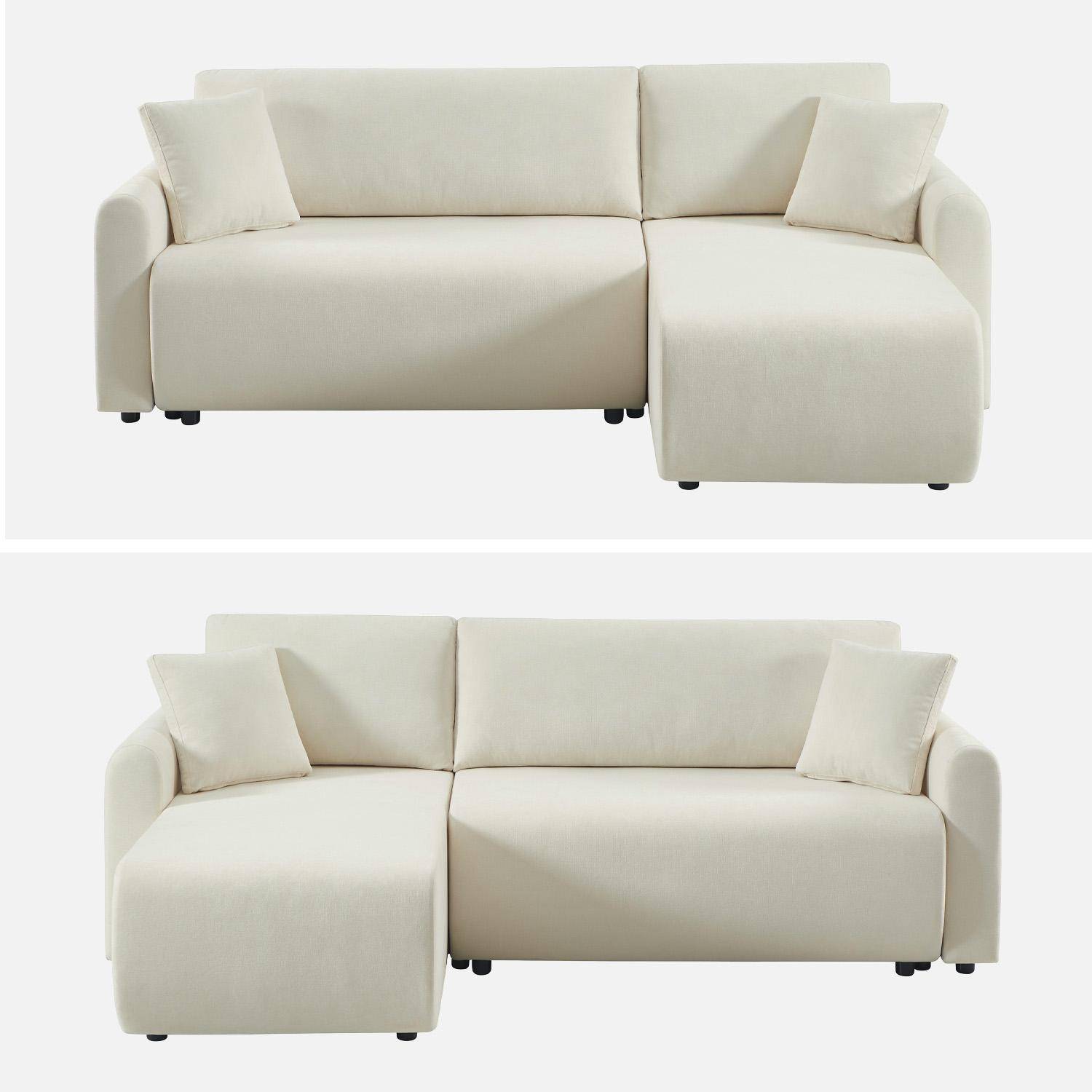 Canapé d'angle réversible, convertible, 3 places tissu avec coffre crème - Berlin Photo2