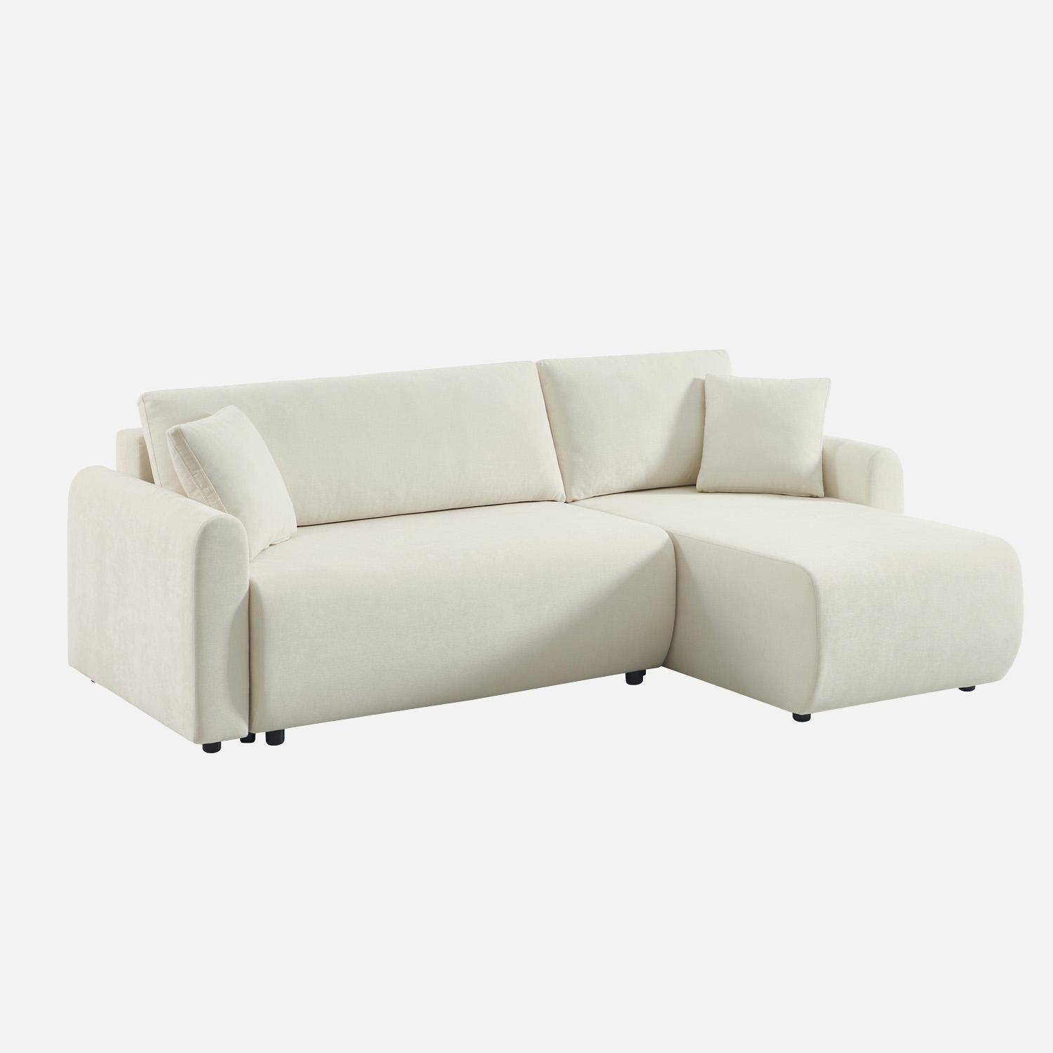 Canapé d'angle réversible, convertible, 3 places tissu avec coffre crème - Berlin,sweeek,Photo1