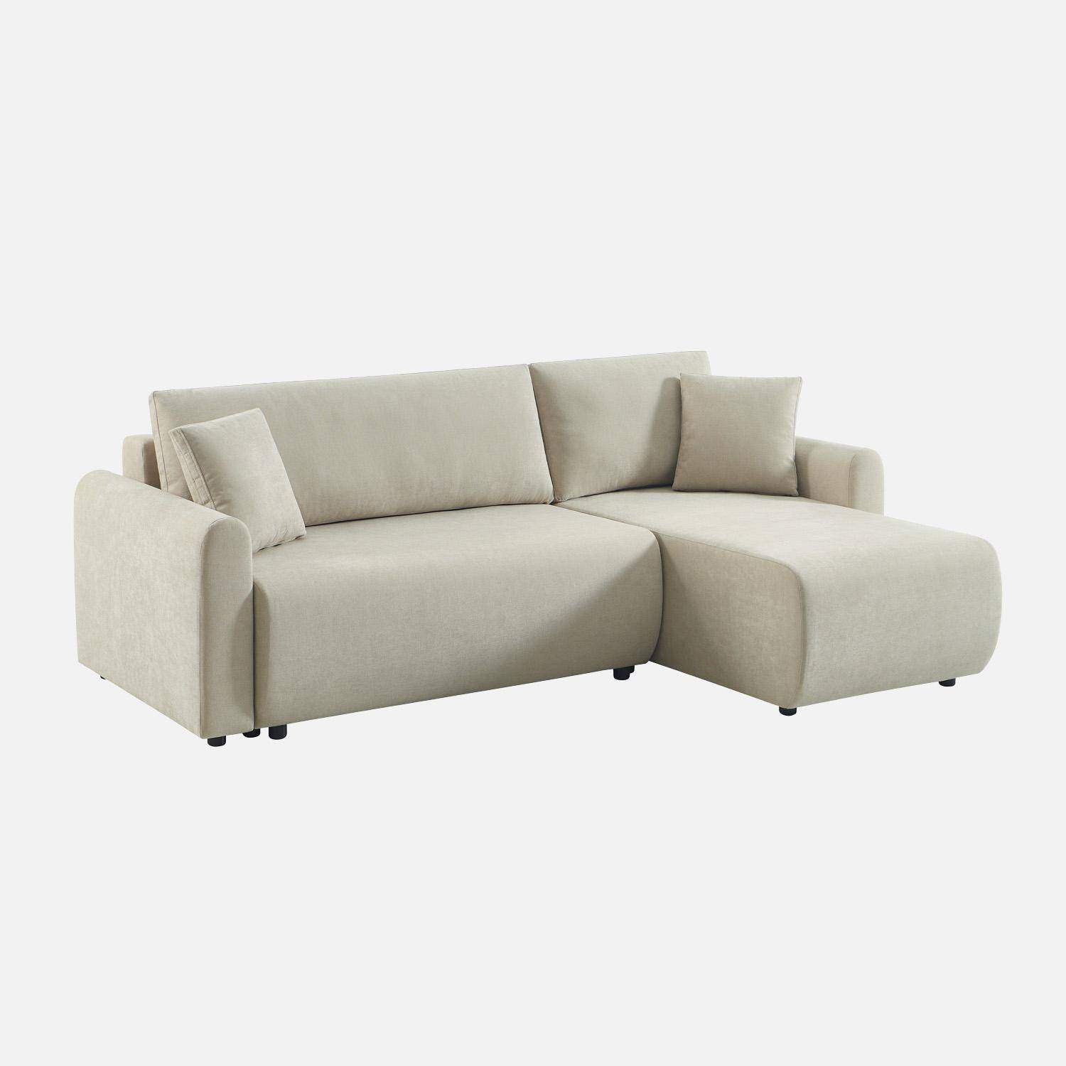 Canapé d'angle réversible, convertible, 3 places tissu avec coffre beige - Berlin Photo1