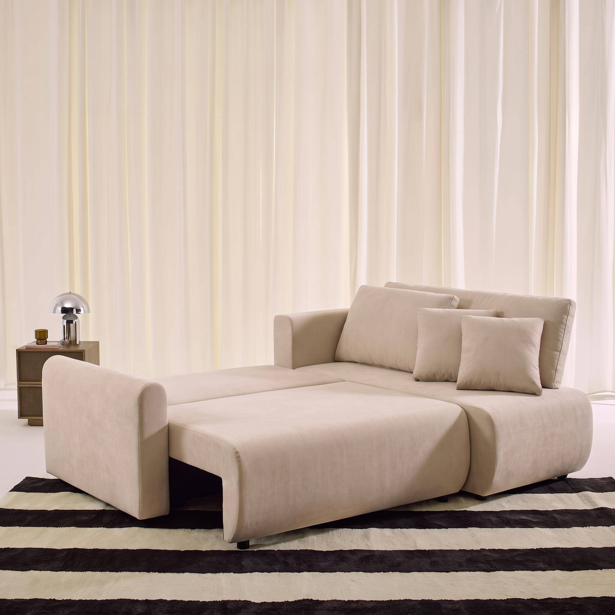 Canapé d'angle réversible, convertible, 3 places tissu avec coffre beige - Berlin,sweeek,Photo2
