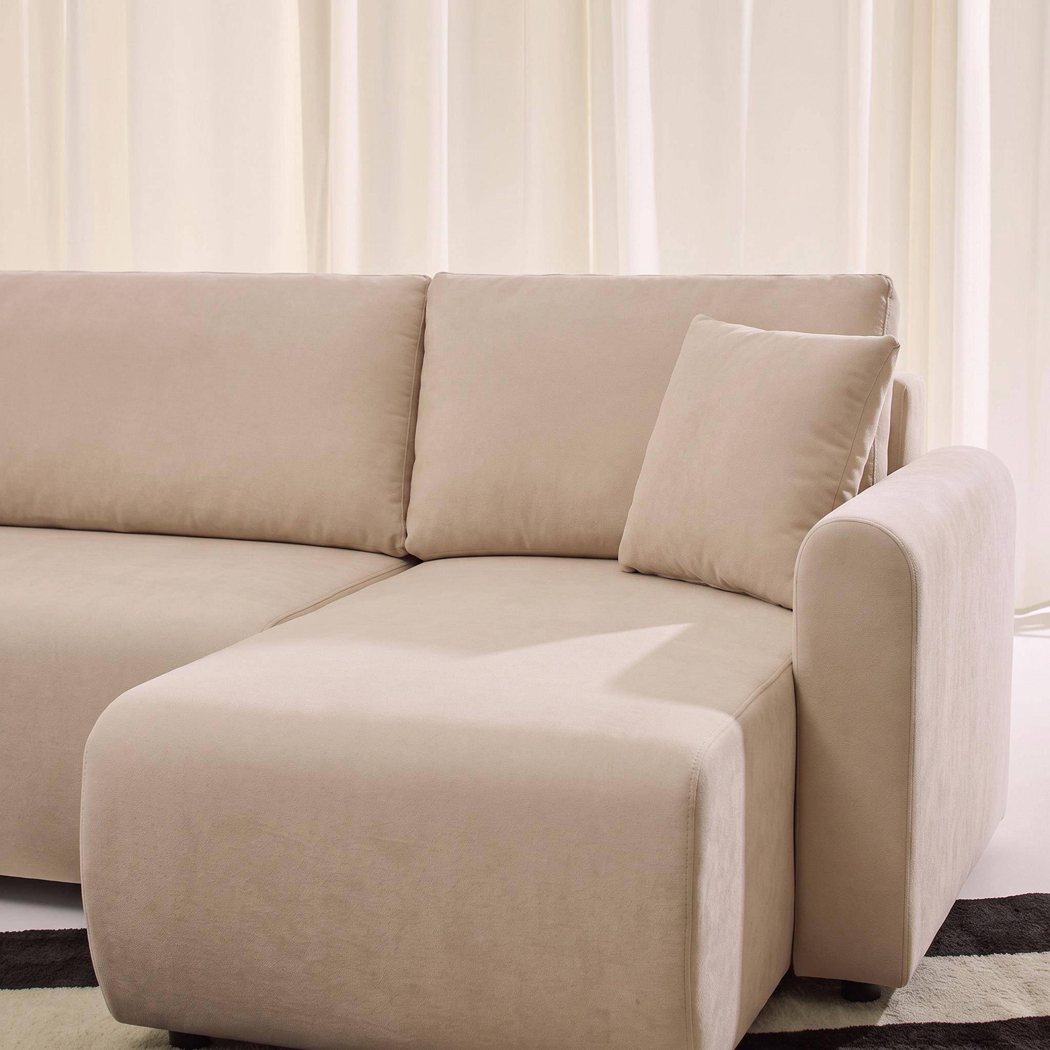 Canapé d'angle réversible, convertible, 3 places tissu avec coffre beige - Berlin Photo3