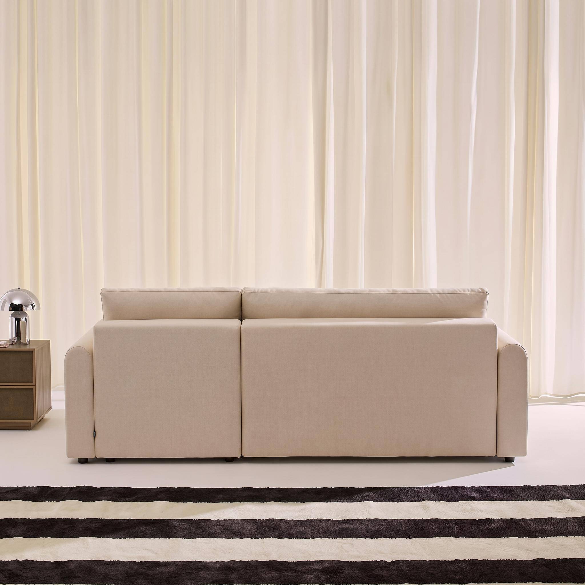 Canapé d'angle réversible, convertible, 3 places tissu avec coffre beige - Berlin Photo4