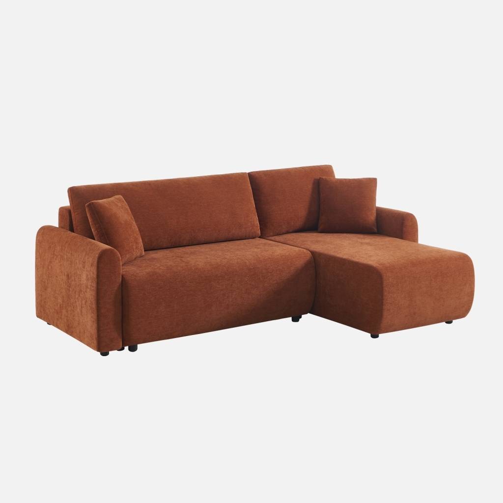 3-Sitzer mit Recamiere und Stoffbezug terrakotta