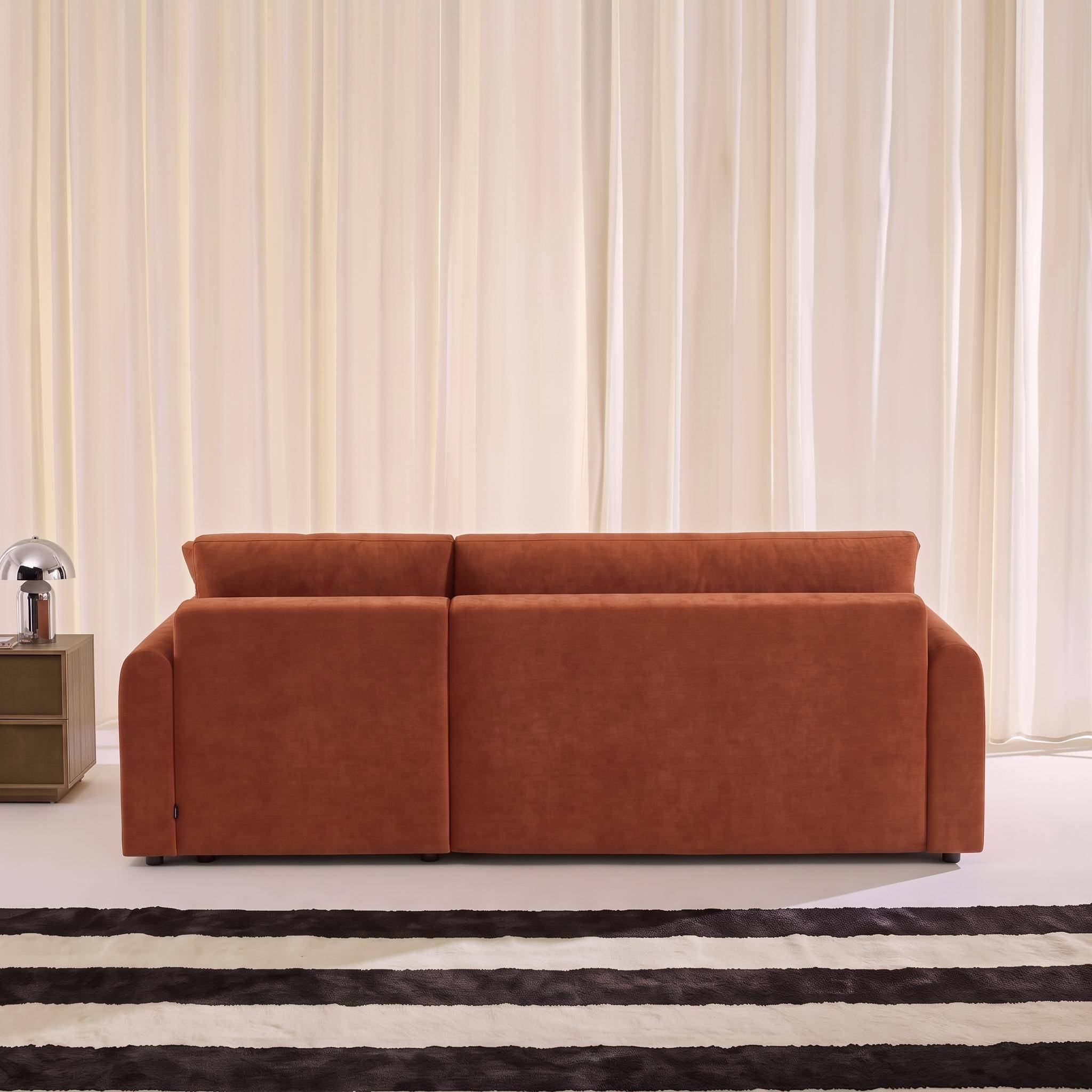 Canapé d'angle réversible, convertible, 3 places tissu avec coffre terracotta - Berlin,sweeek,Photo5