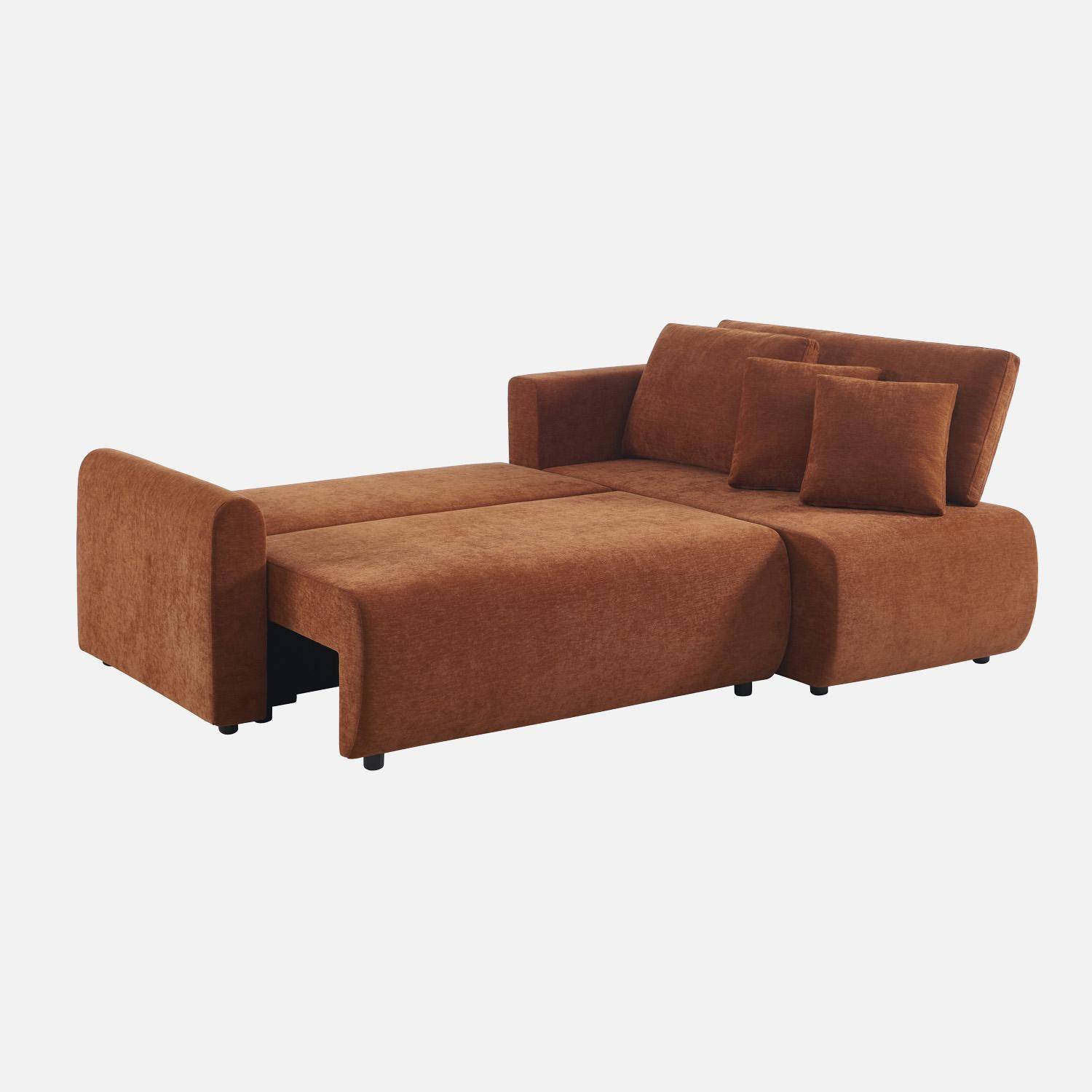 Canapé d'angle réversible, convertible, 3 places tissu avec coffre terracotta - Berlin,sweeek,Photo4