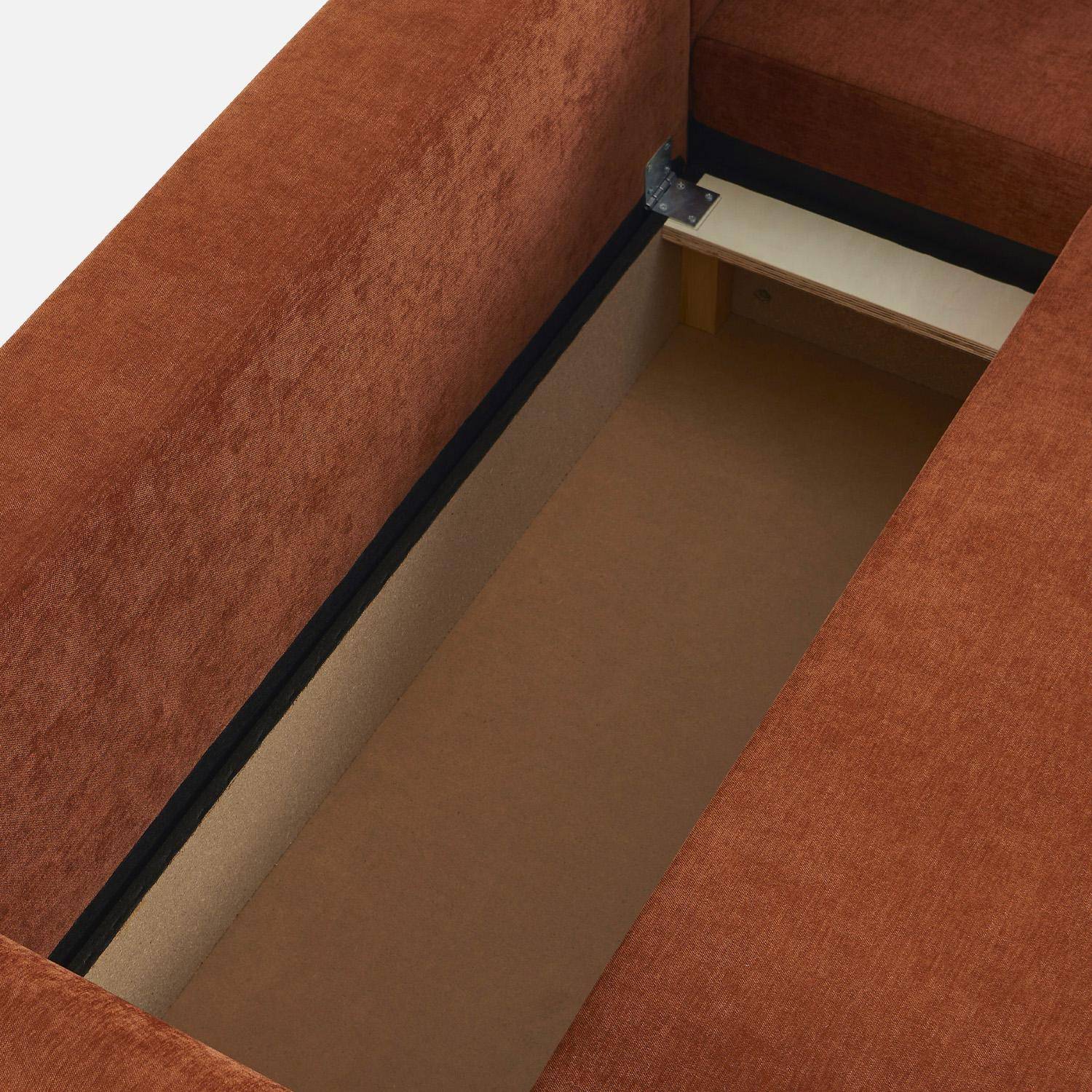 Canapé d'angle réversible, convertible, 3 places tissu avec coffre terracotta - Berlin Photo5