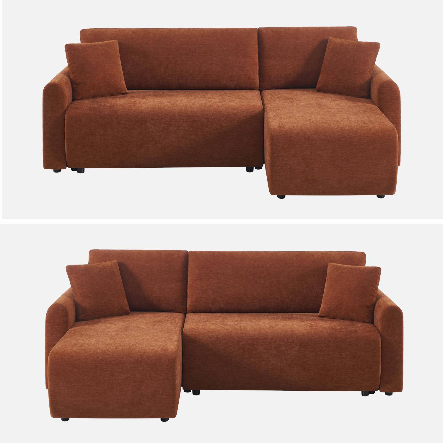 Canapé d'angle réversible, convertible, 3 places tissu avec coffre terracotta - Berlin,sweeek,Photo2