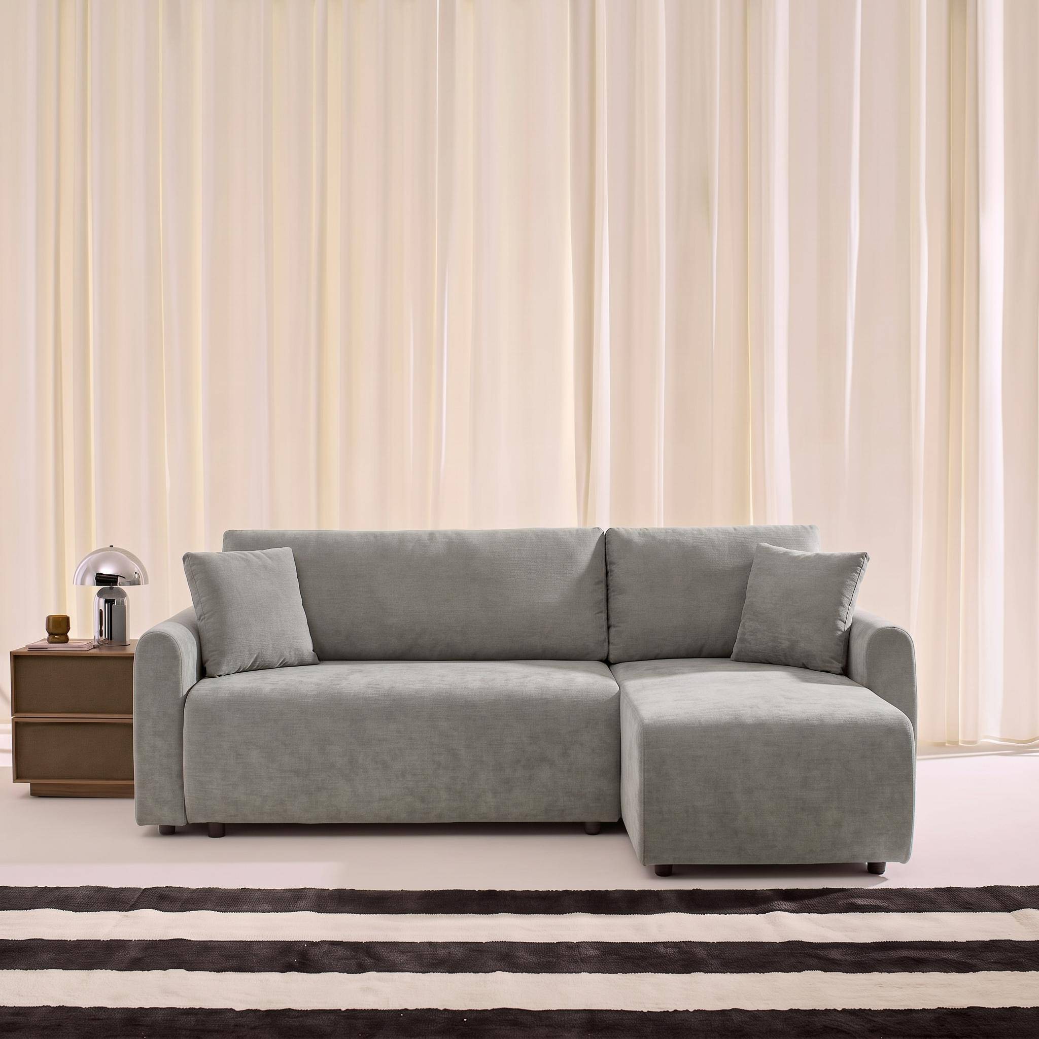 Canapé d'angle réversible, convertible, 3 places tissu avec coffre gris - Berlin Photo1