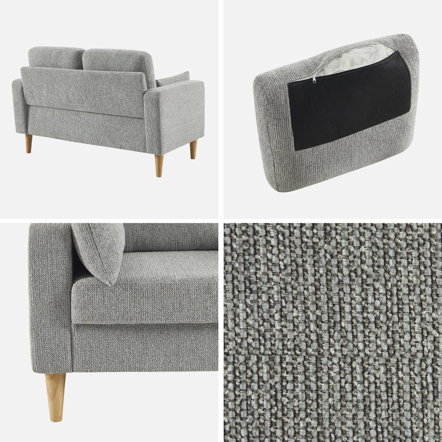 Divano in legno di hevea e ciniglia, 2 posti - 130x82.5x86 cm Photo3