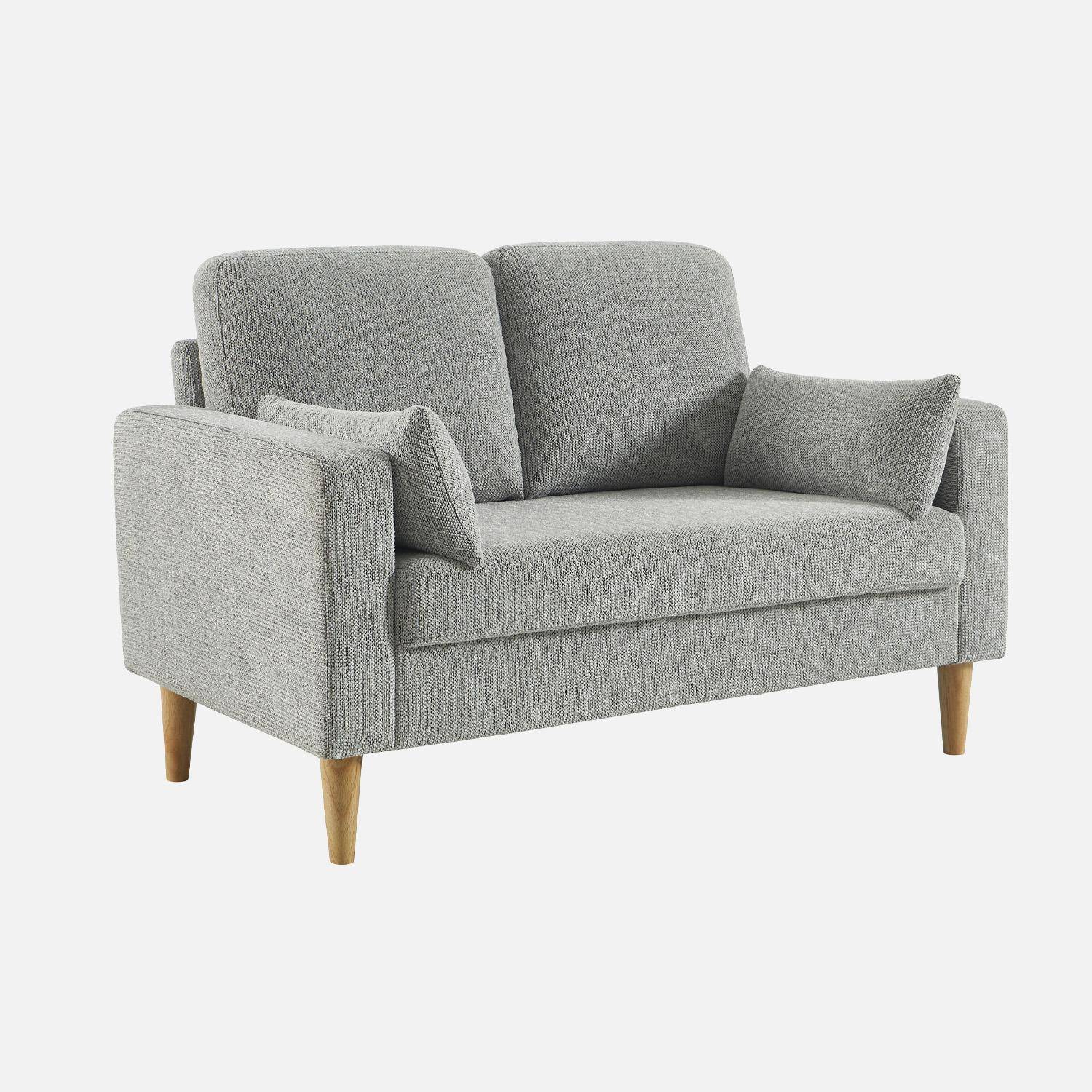 Divano in legno di hevea e ciniglia, 2 posti - 130x82.5x86 cm Photo1