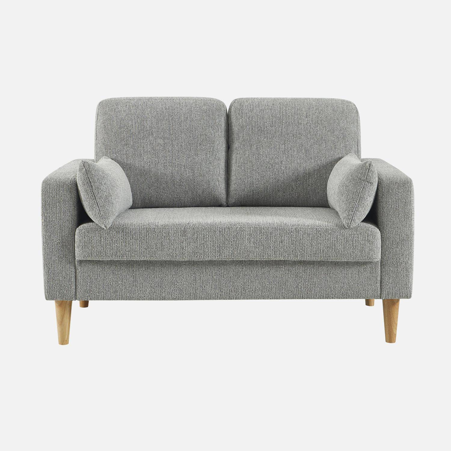 Divano in legno di hevea e ciniglia, 2 posti - 130x82.5x86 cm,sweeek,Photo2