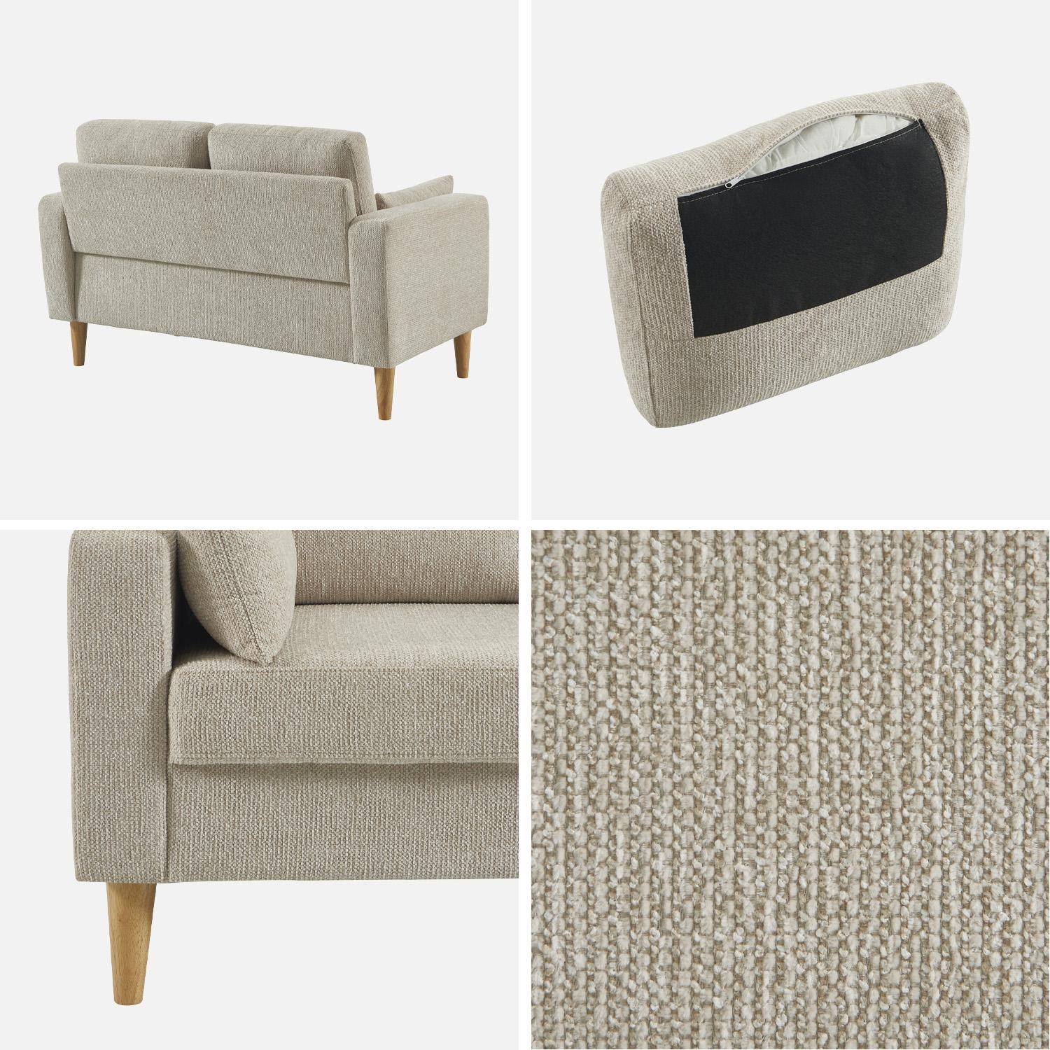 Canapé bois d'hévéa et tissu chenille 2 places beige - Bjorn,sweeek,Photo4