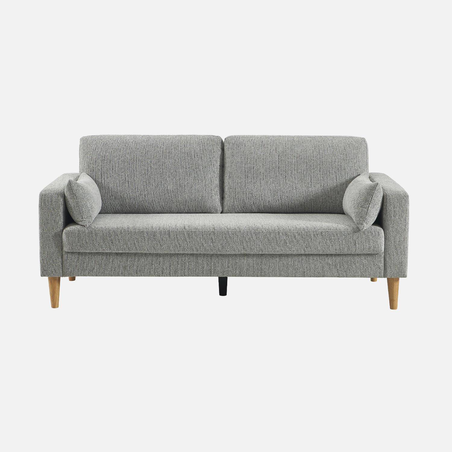 Canapé bois d'hévéa et tissu chenille 3 places gris clair - Bjorn,sweeek,Photo3