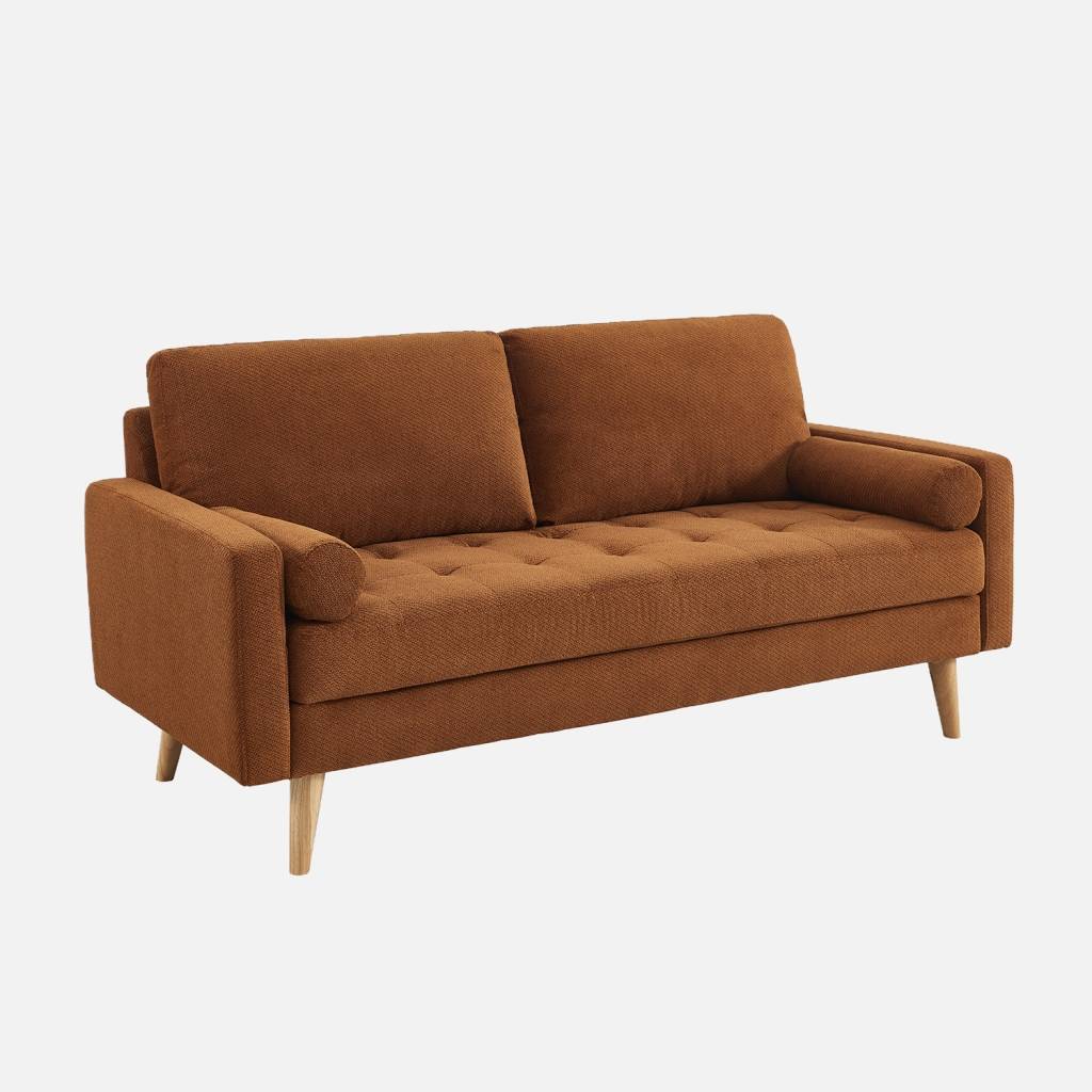 Divano in ciniglia trapuntato, 3 posti, Terracotta