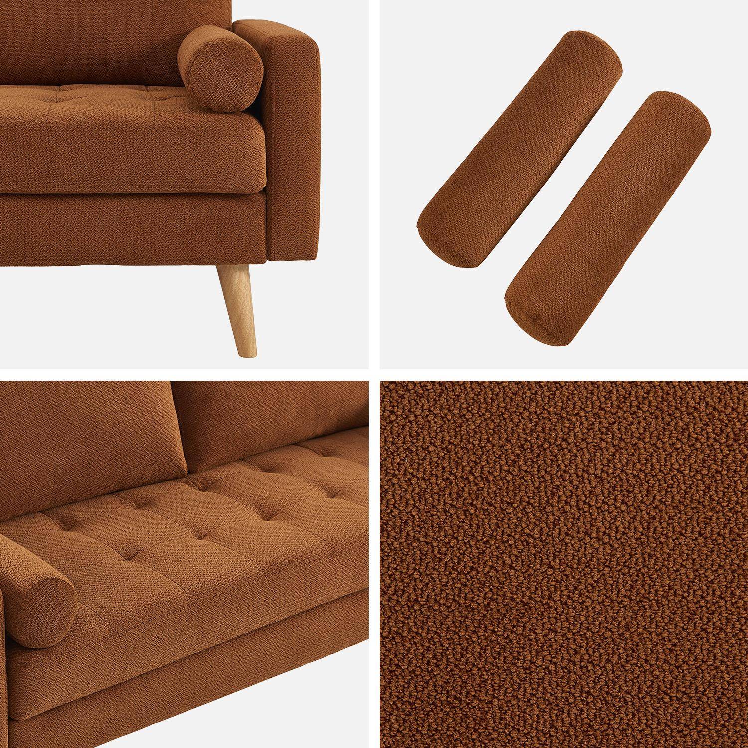 Divano in ciniglia trapuntato, 3 posti Terracotta - 178x82.5x83 cm Photo4