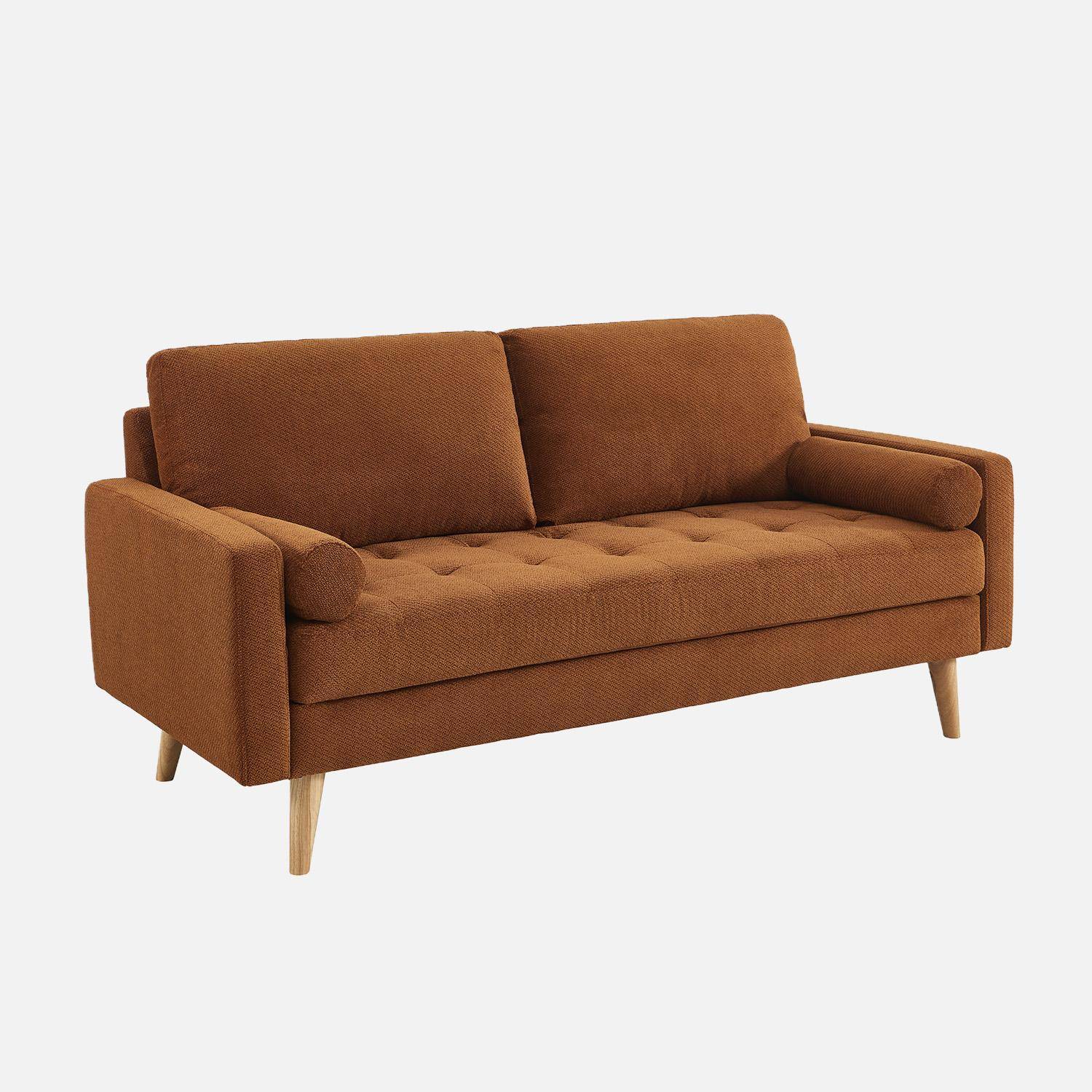 Divano in ciniglia trapuntato, 3 posti Terracotta - 178x82.5x83 cm Photo1