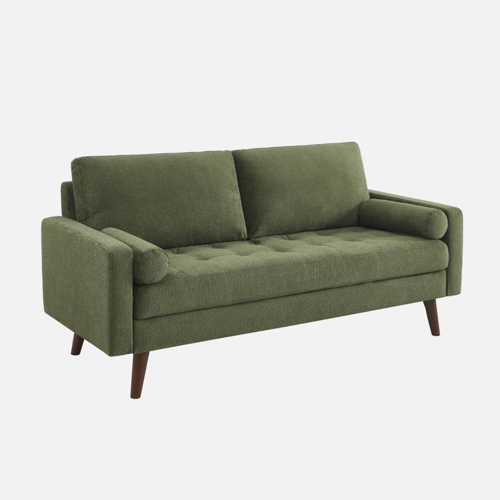 Divano in ciniglia trapuntato, 3 posti, Verde kaki