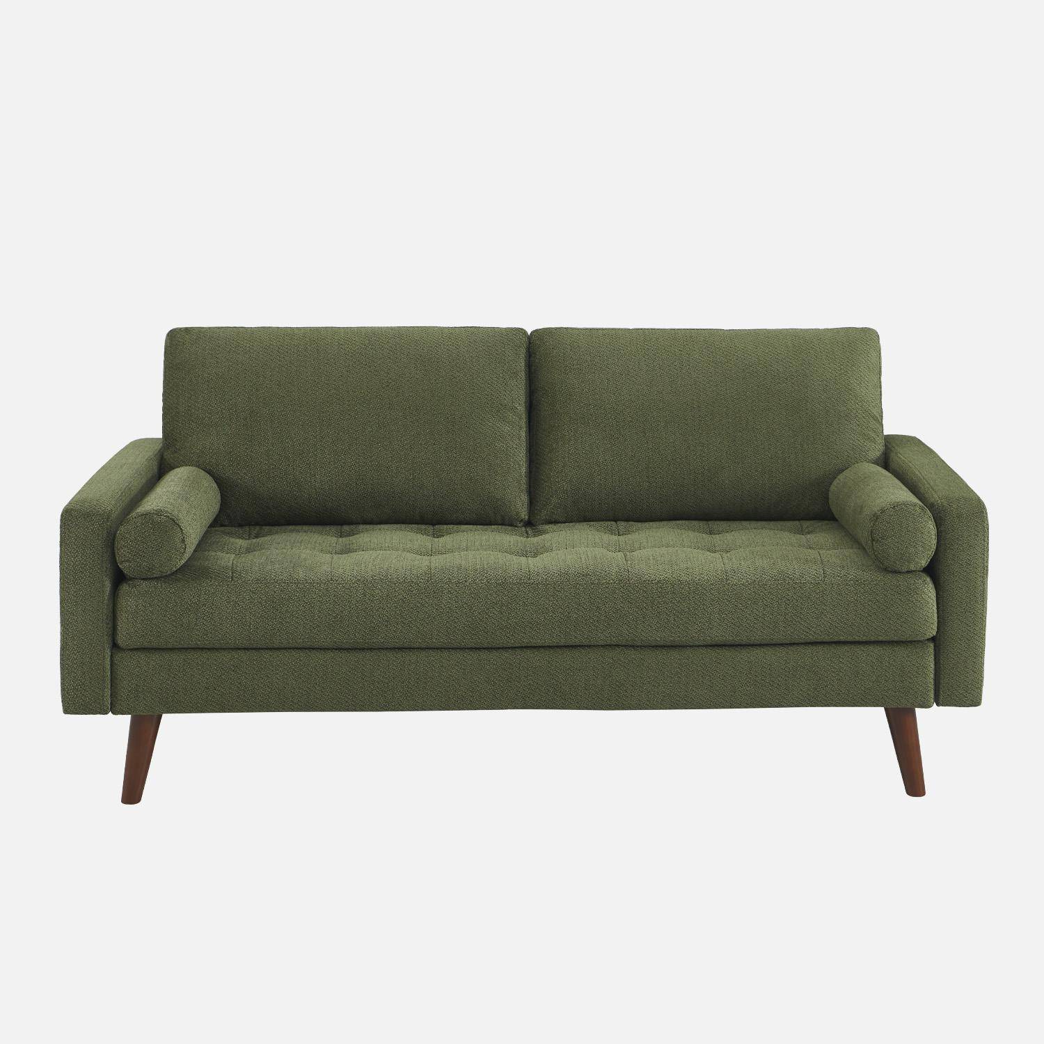 Divano in ciniglia trapuntato, 3 posti Verde kaki - 178x82.5x83 cm,sweeek,Photo2