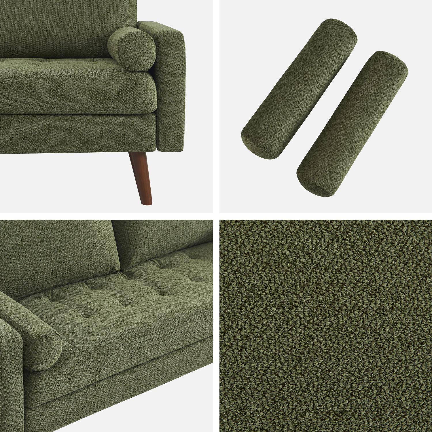 Divano in ciniglia trapuntato, 3 posti Verde kaki - 178x82.5x83 cm Photo4