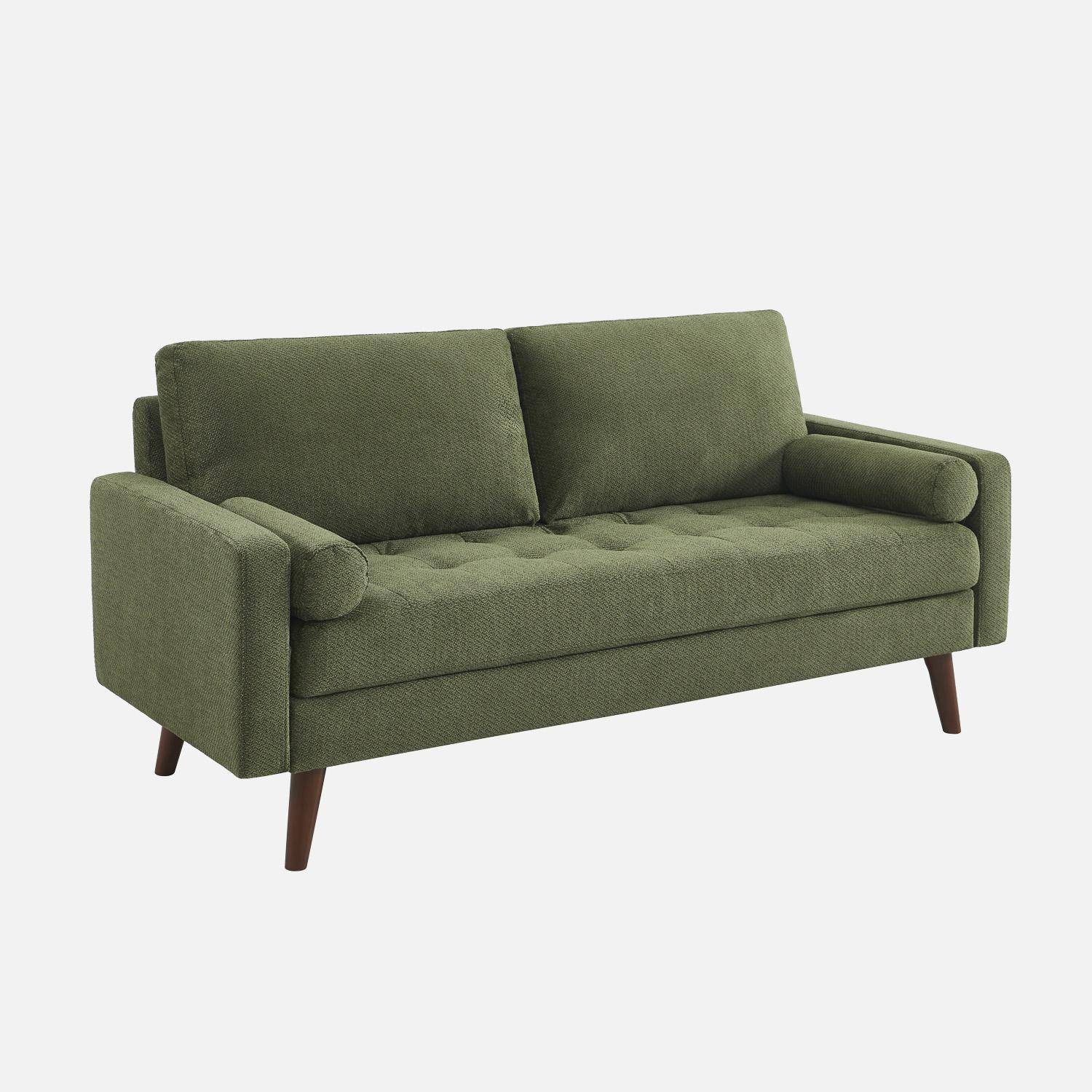 Divano in ciniglia trapuntato, 3 posti Verde kaki - 178x82.5x83 cm,sweeek,Photo1