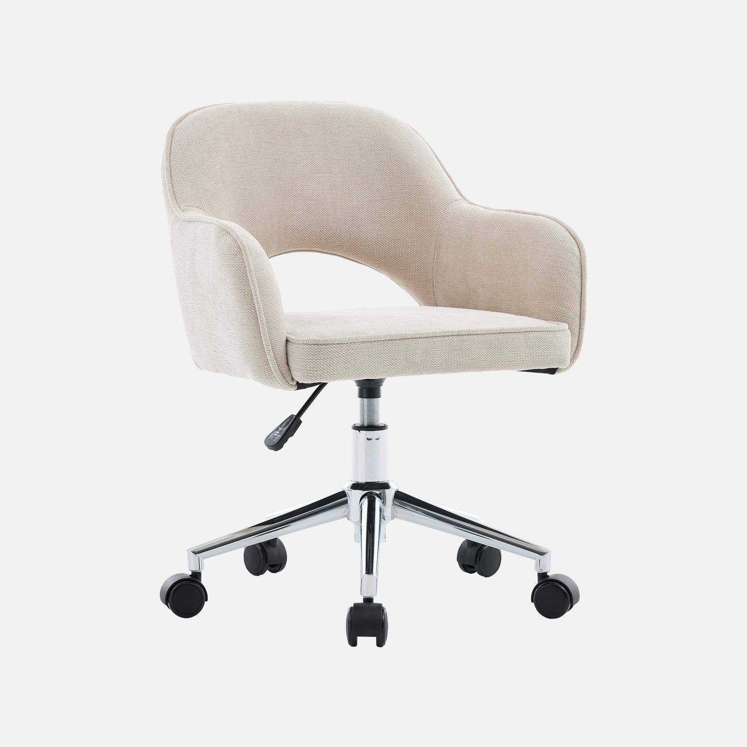 Silla de oficina infantil con ruedas ajustable, Jim kids, Beige, 51x52x72 cm,sweeek,Photo2
