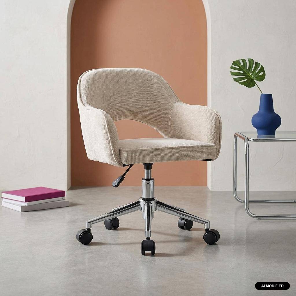 Silla de oficina infantil con ruedas ajustable, Jim kids, Beige, 51x52x72 cm Photo1