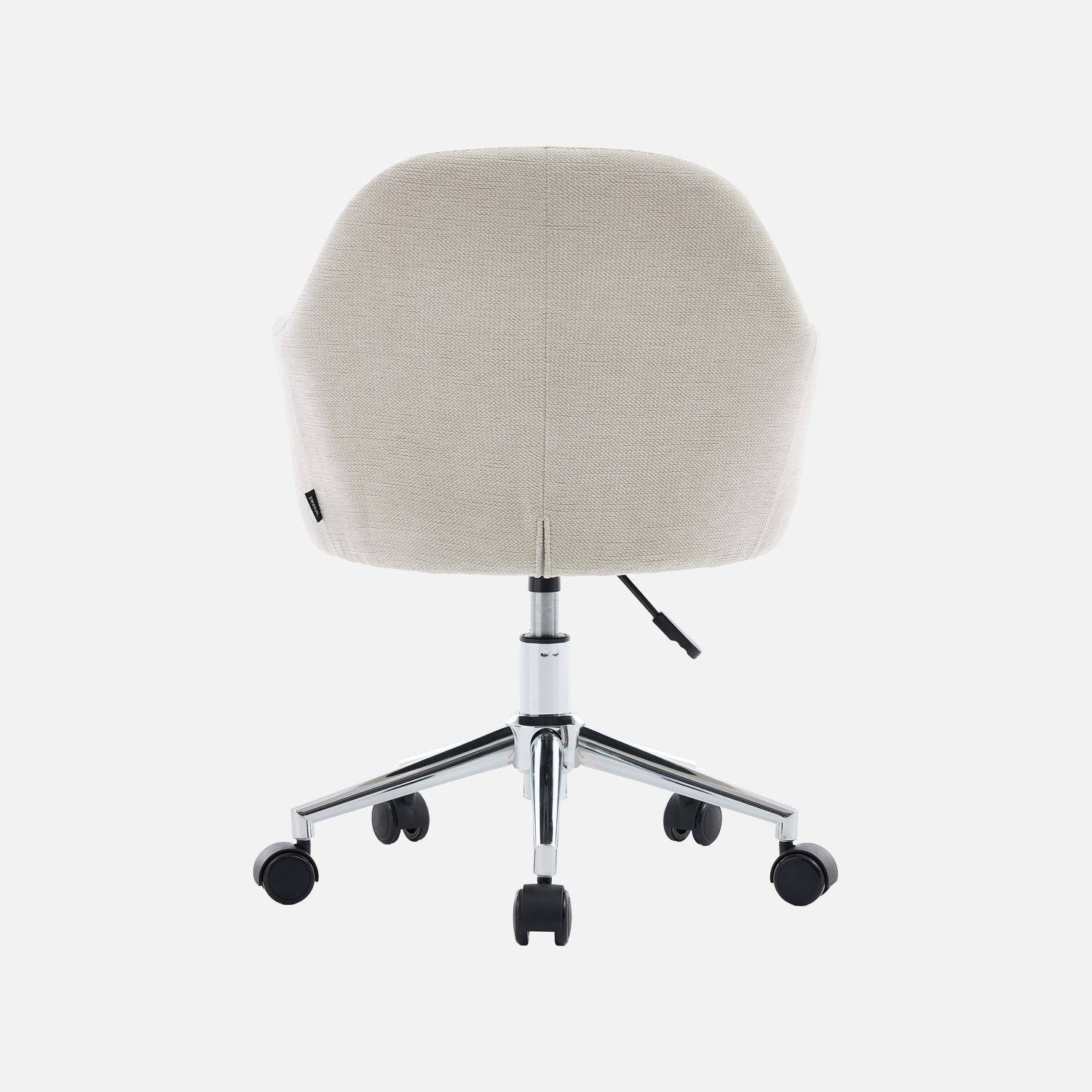 Silla de oficina infantil con ruedas ajustable de tela chenilla Beige - 52x48x74 cm Photo3