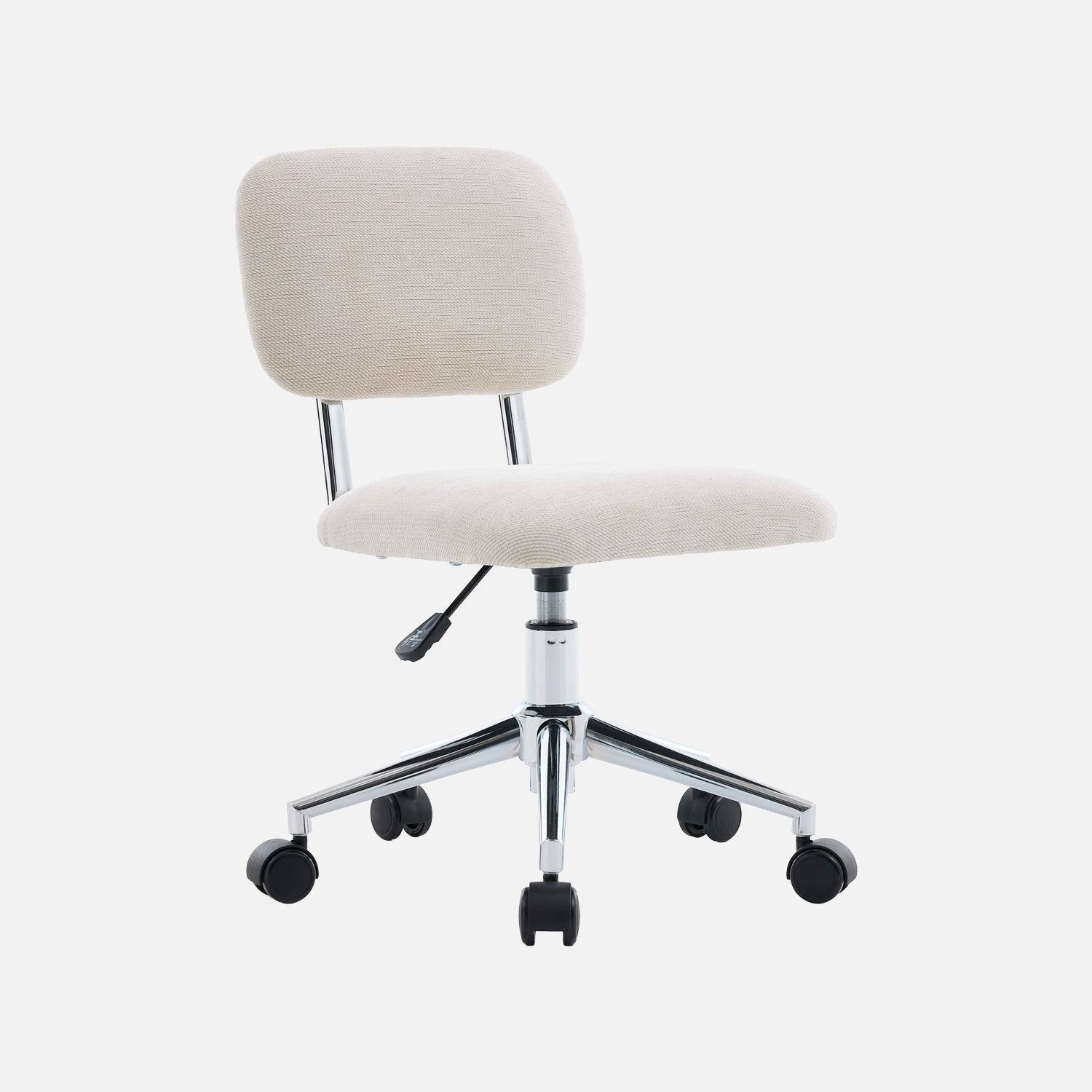 Silla de oficina infantil con ruedas ajustable de tejido chenilla Beige - 52x50x73 cm Photo2