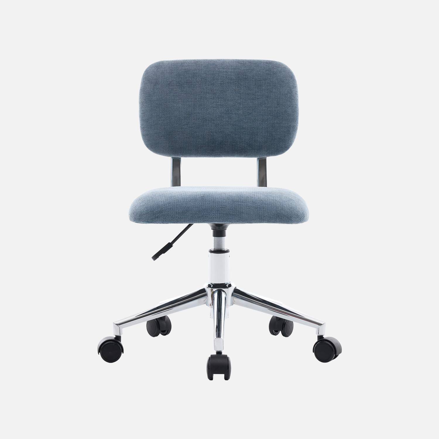 Silla de oficina infantil con ruedas ajustable de tejido chenilla Azul - 52x50x73 cm Photo2
