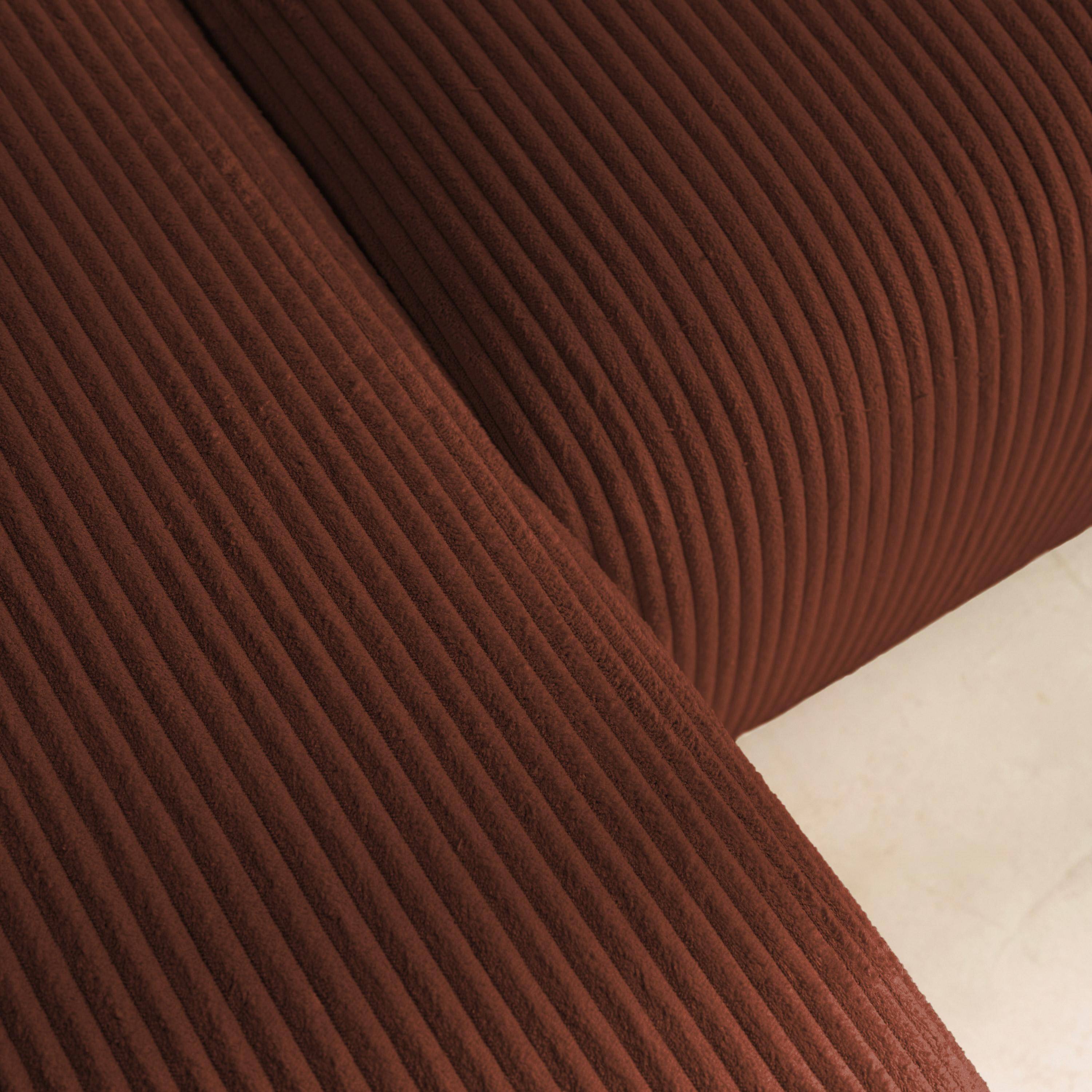 Canapé d'angle convertible réversible 3 places velours côtelé brique avec coffre de rangement - Almo,sweeek,Photo6