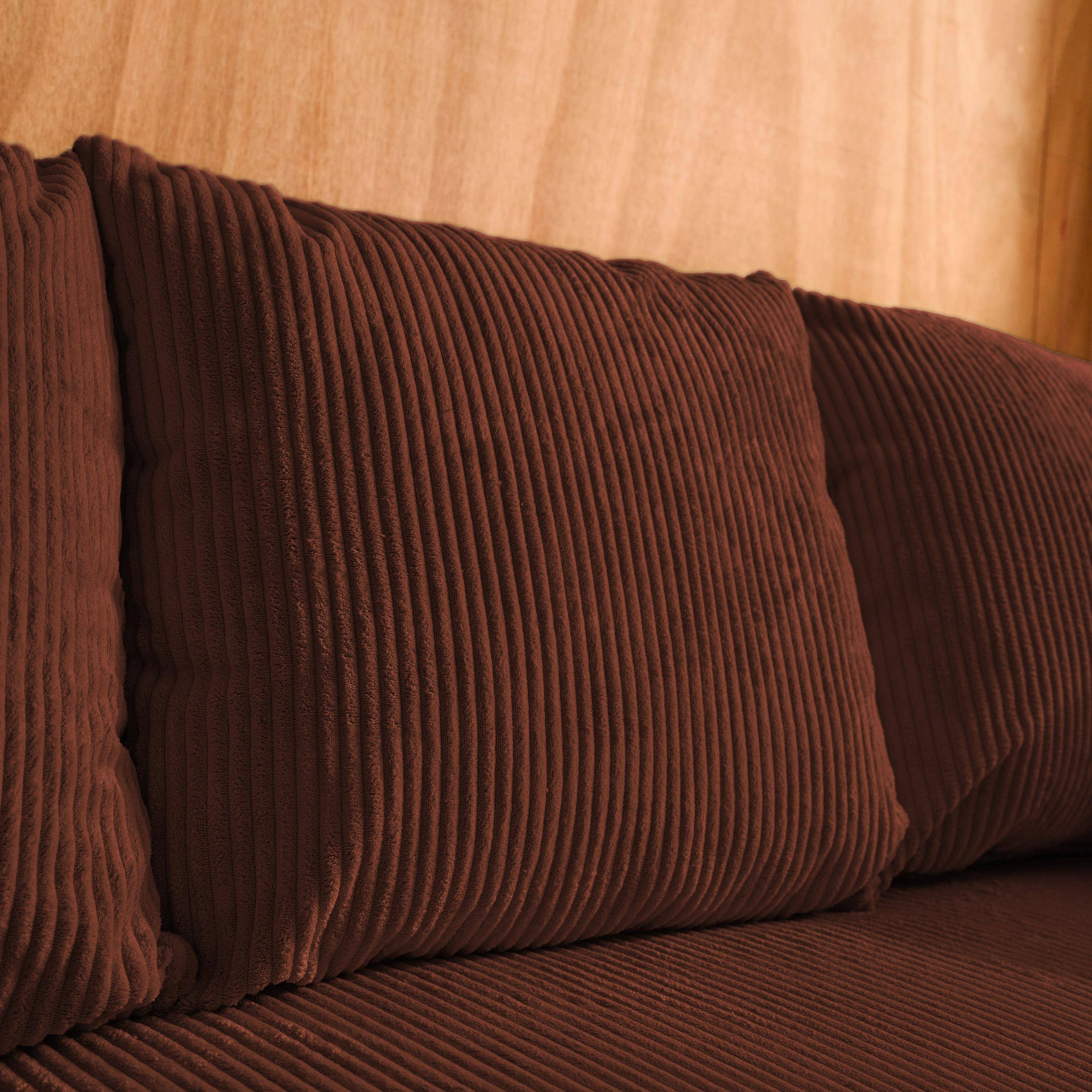 Canapé d'angle convertible réversible 3 places velours côtelé brique avec coffre de rangement - Almo Photo5