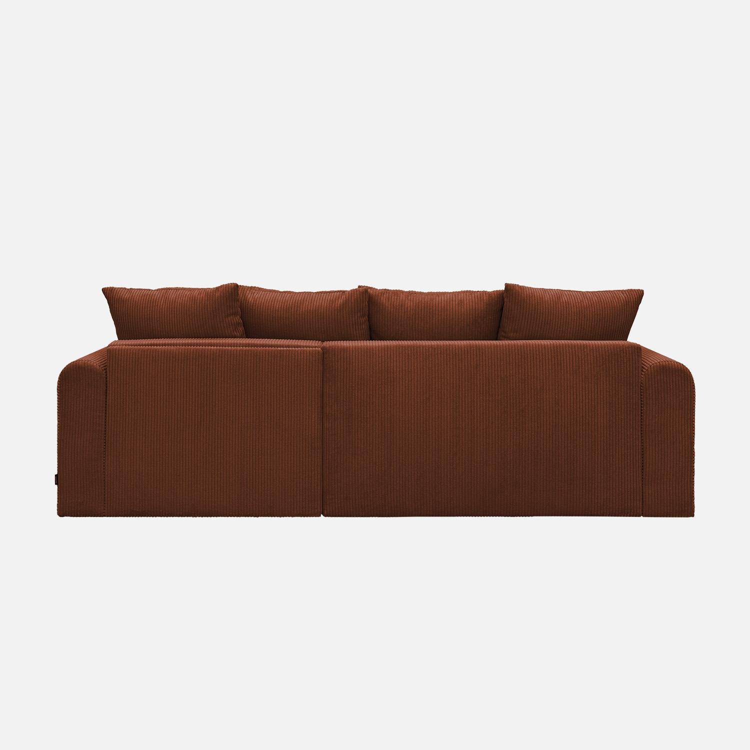 Narożna, odwracalna kanapa 3-osobowa z funkcją spania, ze sztruksu kolor ceglasty, z pojemnikiem na pościel – Almo,sweeek,Photo10