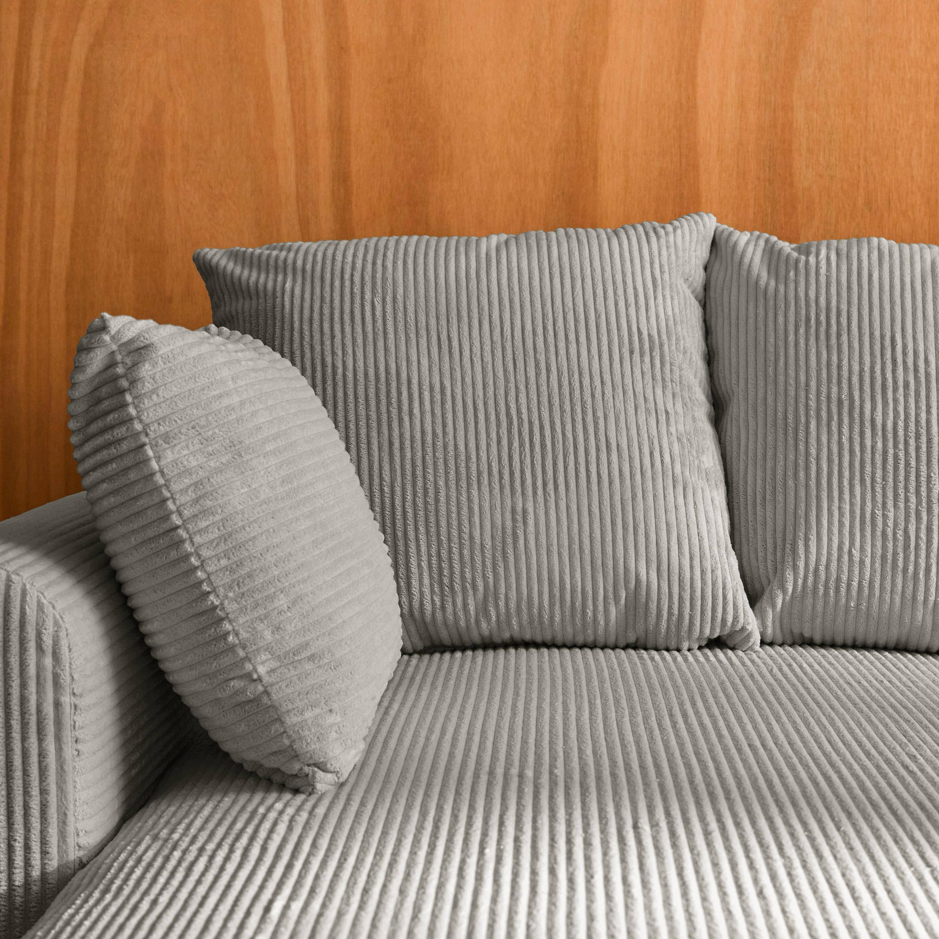 Narożna, odwracalna kanapa 3-osobowa z funkcją spania, ze sztruksu jasnoszarego, z pojemnikiem na pościel – Almo,sweeek,Photo5