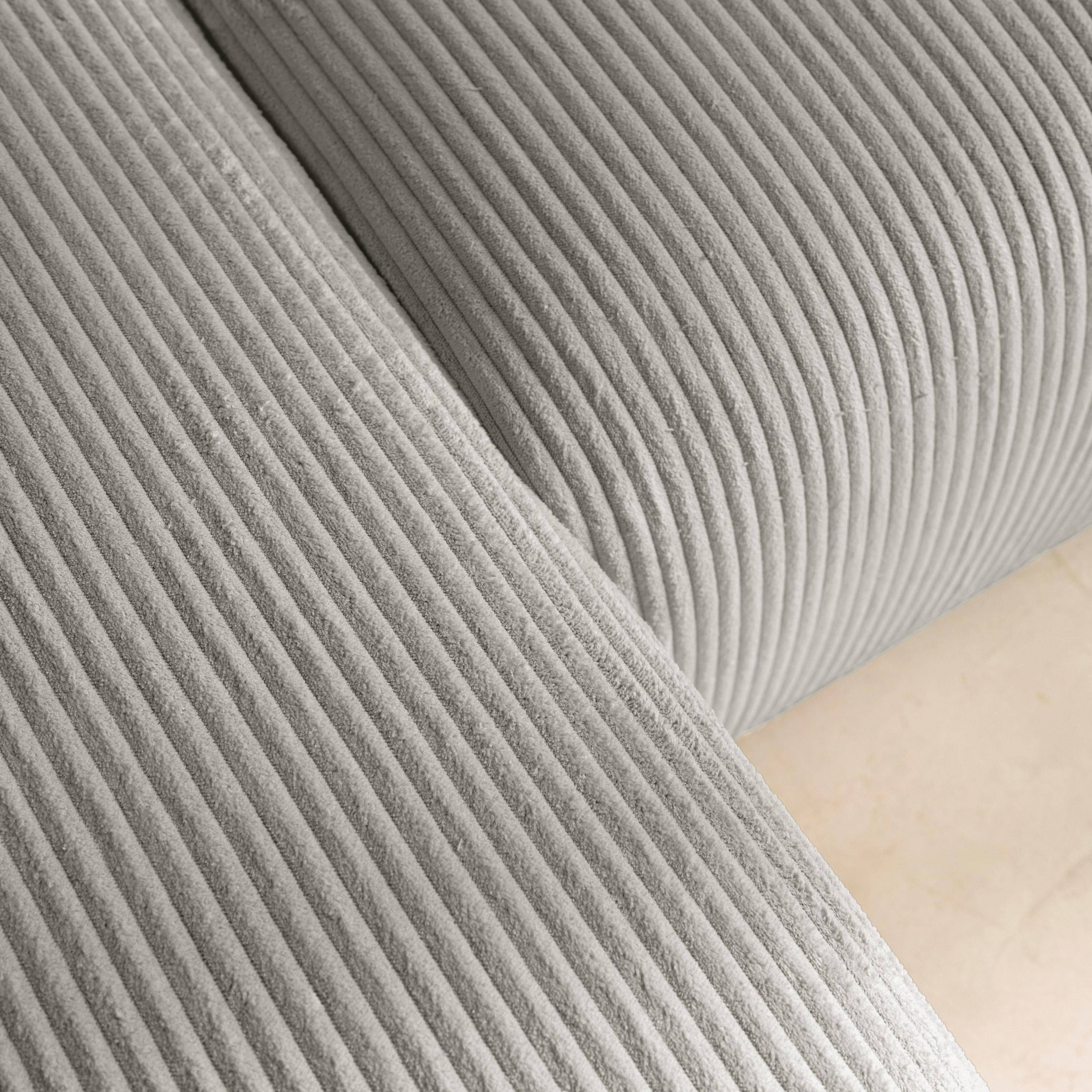 Canapé d'angle convertible réversible 3 places velours côtelé gris clair avec coffre de rangement - Almo Photo6